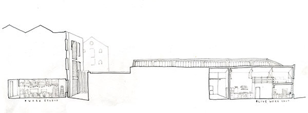 Section through Brittania Works, Dace Road Print (Size A2)