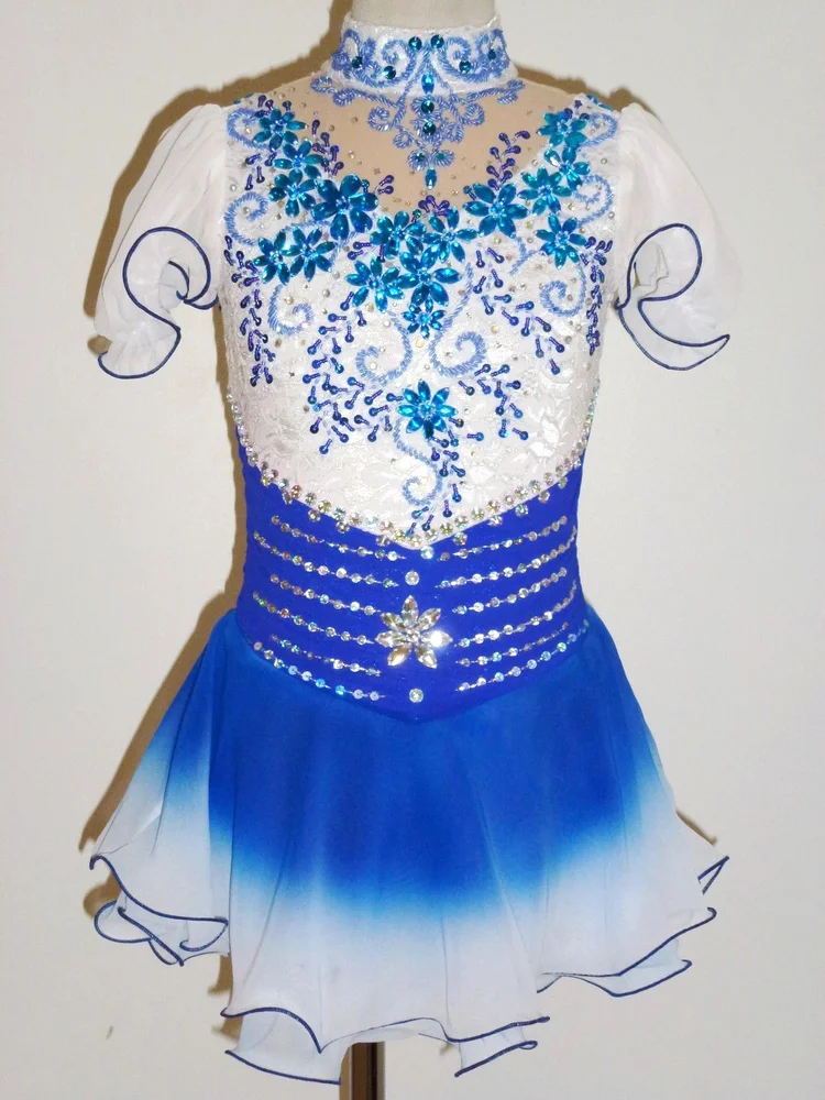 white christmas dresses Ombre White and Ice Blue Figure Skating Dress by Tania Bass #1870 White/Lavender main image 1