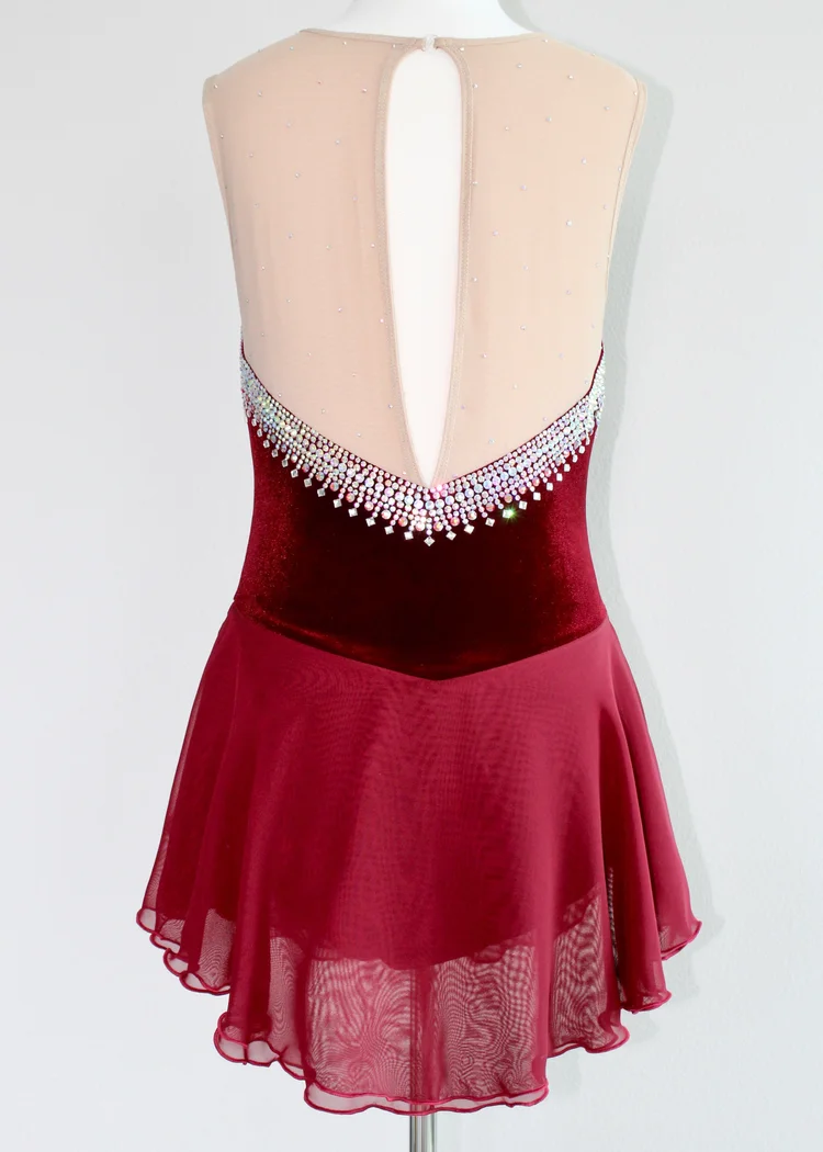 open lace back dress Faded Red Dance Dress- Figure Skating main image 1