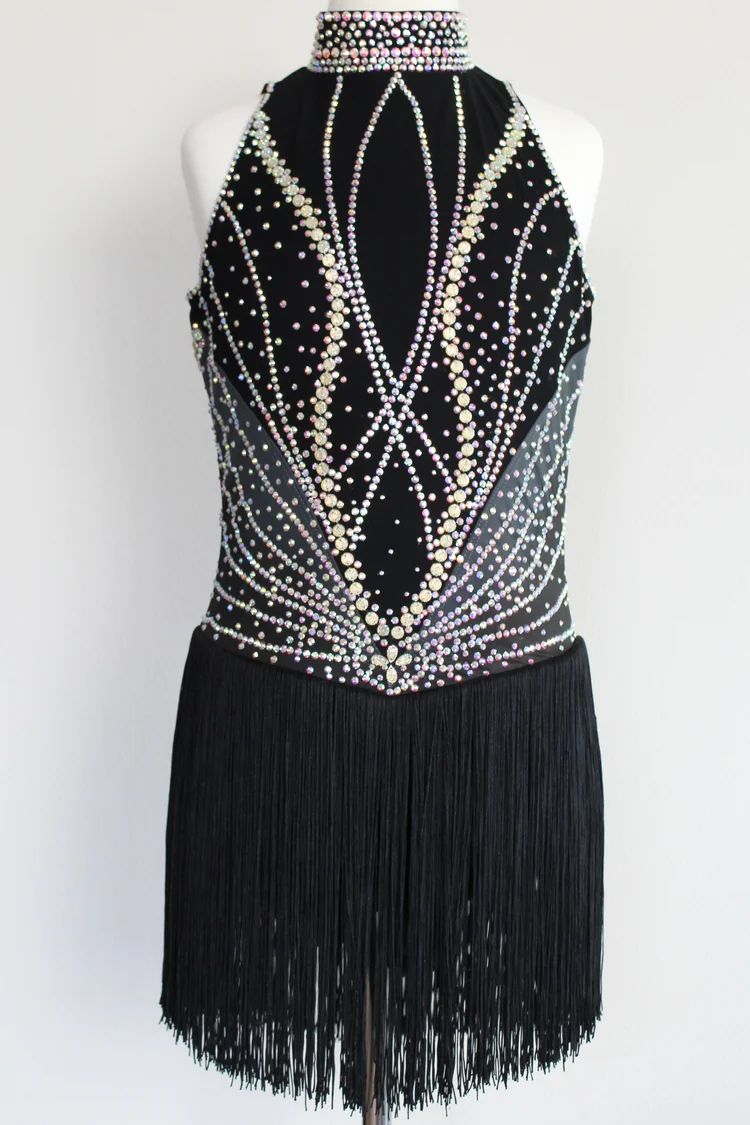 black skating dresses Solitaire Keyhole Dance Unbeaded Skating Dress main image 1
