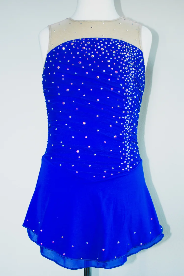 blue and white tropical dress  Starlight Elegance Figure Skating Dress  Dancewear by Elisa Scaroina