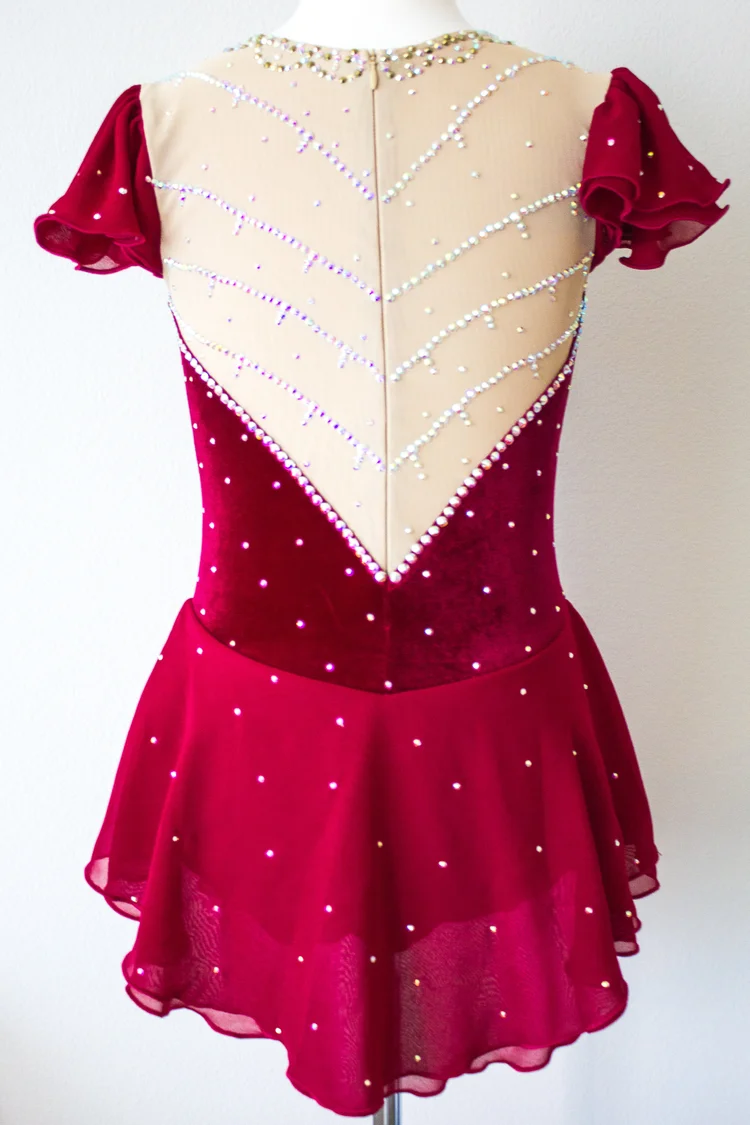 strapless open back dress Rhythmic Gymnastic/Figure Skating Leotard dress with Foil Pattern main image 0
