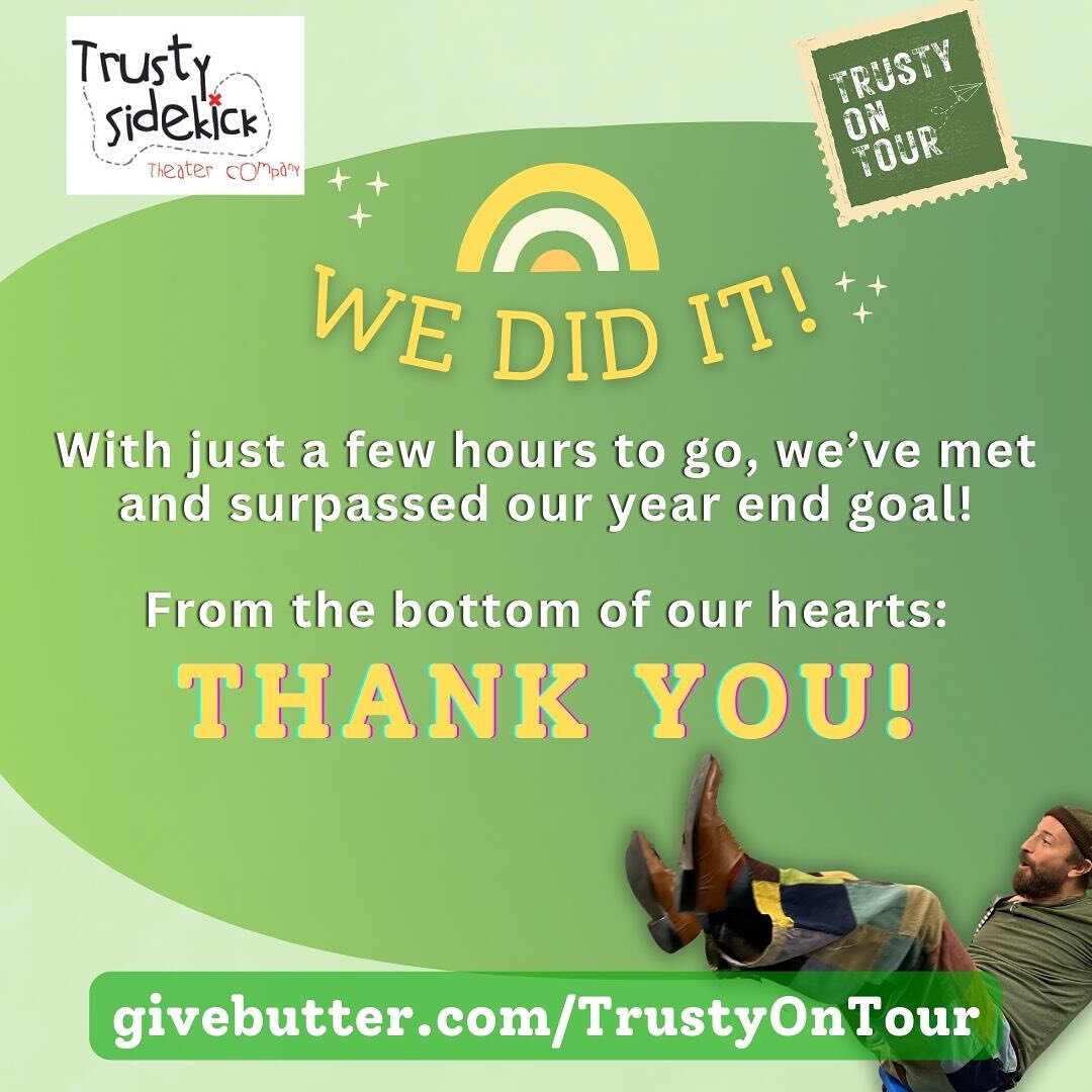 We did it! With just hours to go, we met and surpassed our Year End Goal of $10,000. We are overwhelmed with gratitude for this support, there aren&rsquo;t enough ways to say thank you. Thank you for supporting accessible theater for audiences who ar