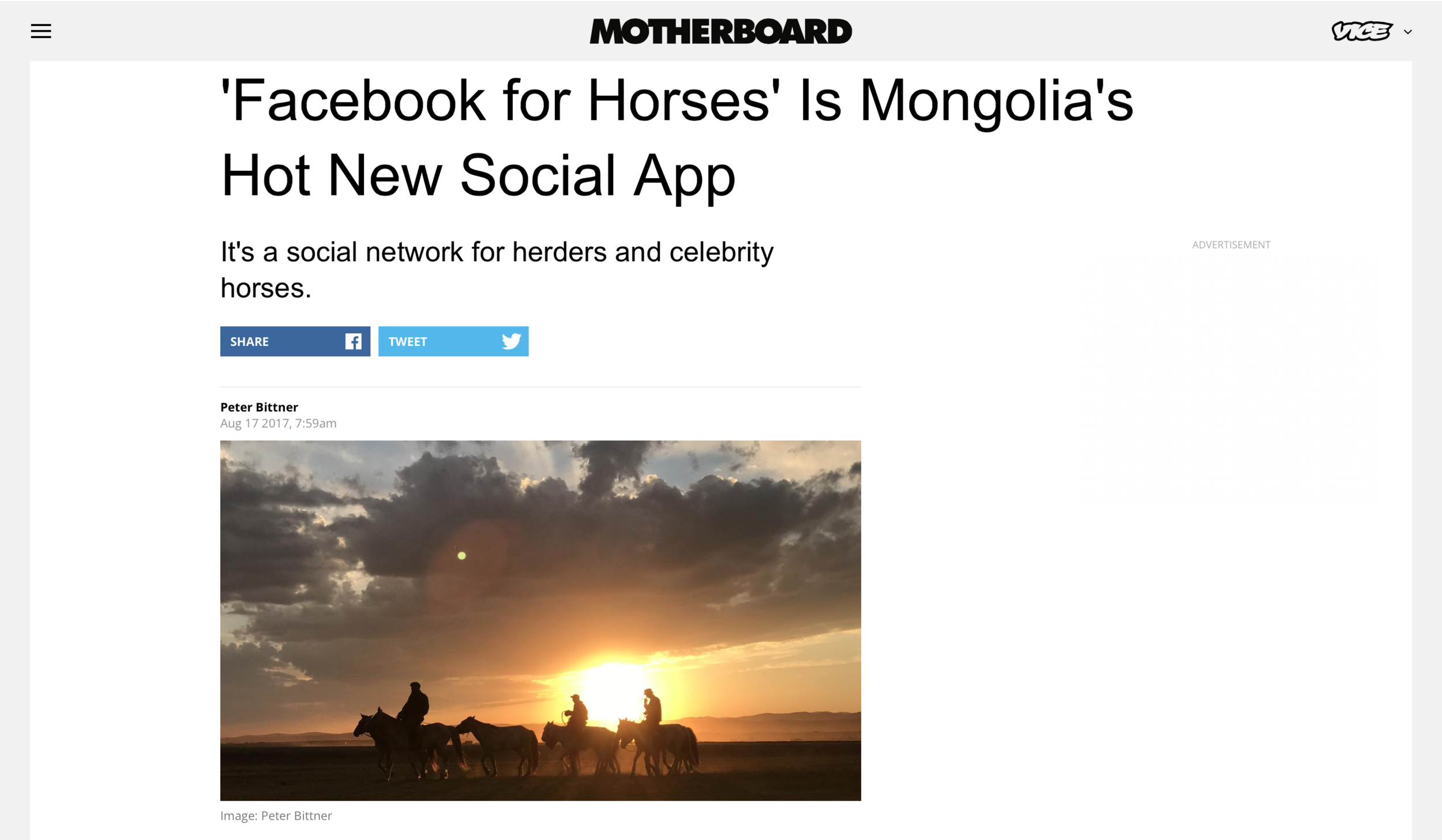 'Facebook for Horses' Is Mongolia's Hot New Social AppMotherboard, VICE News