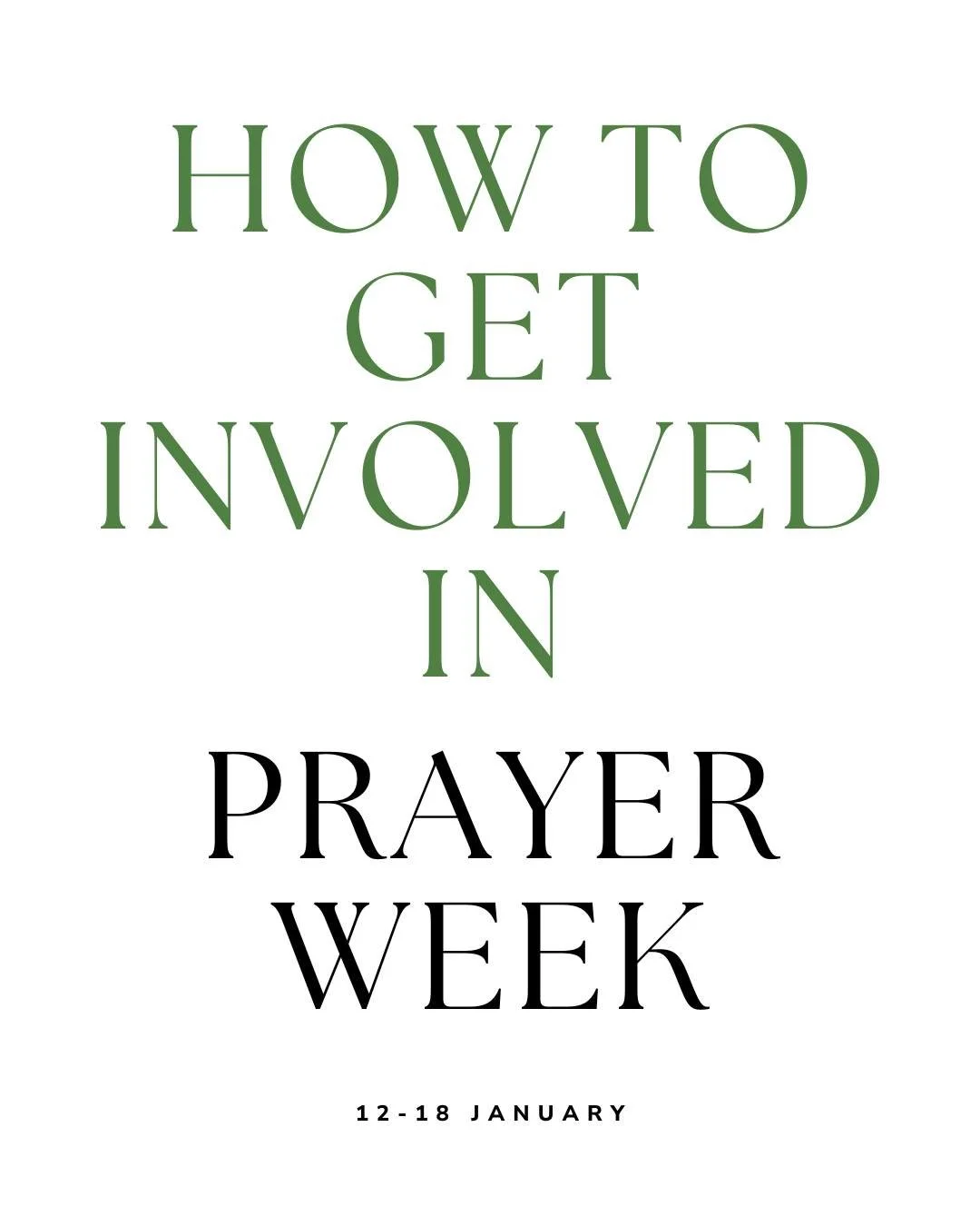 Here are ways you can get involved in Prayer Week

- If you have signed up for these text prompts in the past then you do not need to sign up again. Text PRAY STOP to 82228 to be removed.

- Link in bio to sign up for a prayer slot.

- Come along to 