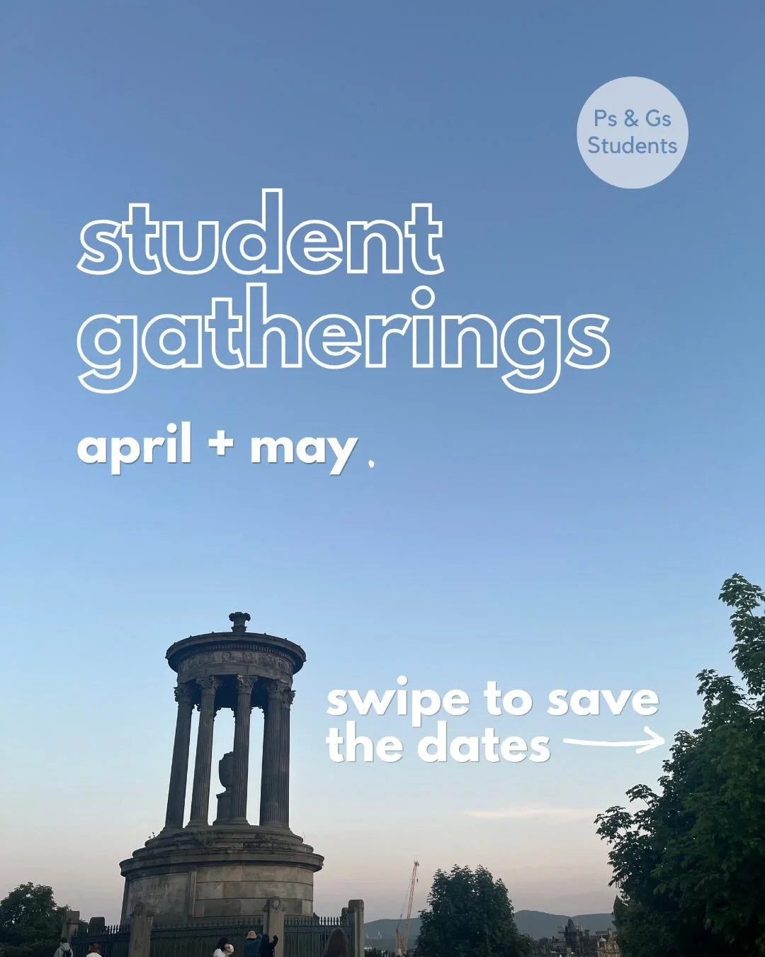 STUDENT GATHERINGS

📣We aren&rsquo;t finished yet!!
On Tuesdays through exam season we will be gathering to share a meal, hear a short talk and have down time together that will look different each week! 

We hope this will give opportunity for you 