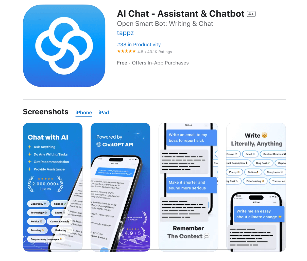 Al Chat – AI Chatbot Assistant na App Store