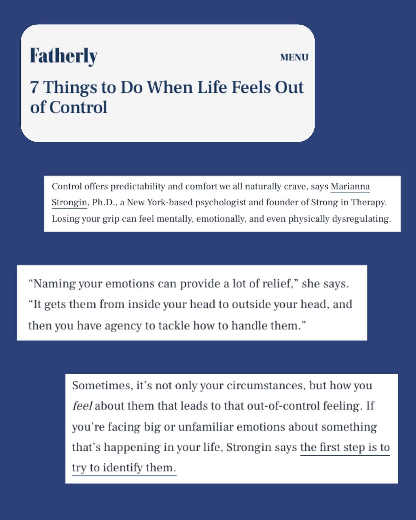 Thank you @fatherly for collaborating on such an important and relevant topic that many of us are working through in the last few weeks. Here are a few thoughts on how to manage the lack of control we have in our lives - especially now!