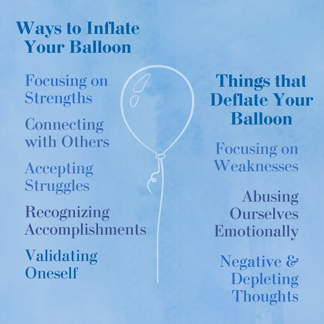 👉 The Balloon Effect 👈

🎈Imagine a balloon floating in the air. Eventually, the helium wears off and the balloon falls to the ground. 

🎈Our self-esteem is very similar to a balloon. In order for us to have a positive outlook and a generally posi