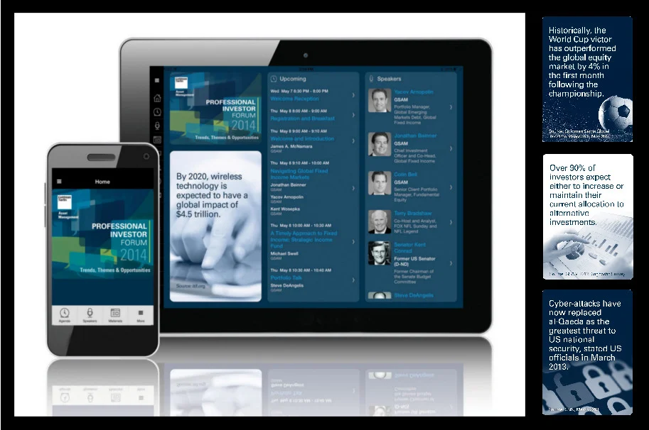Infographics featured in app for corporate event