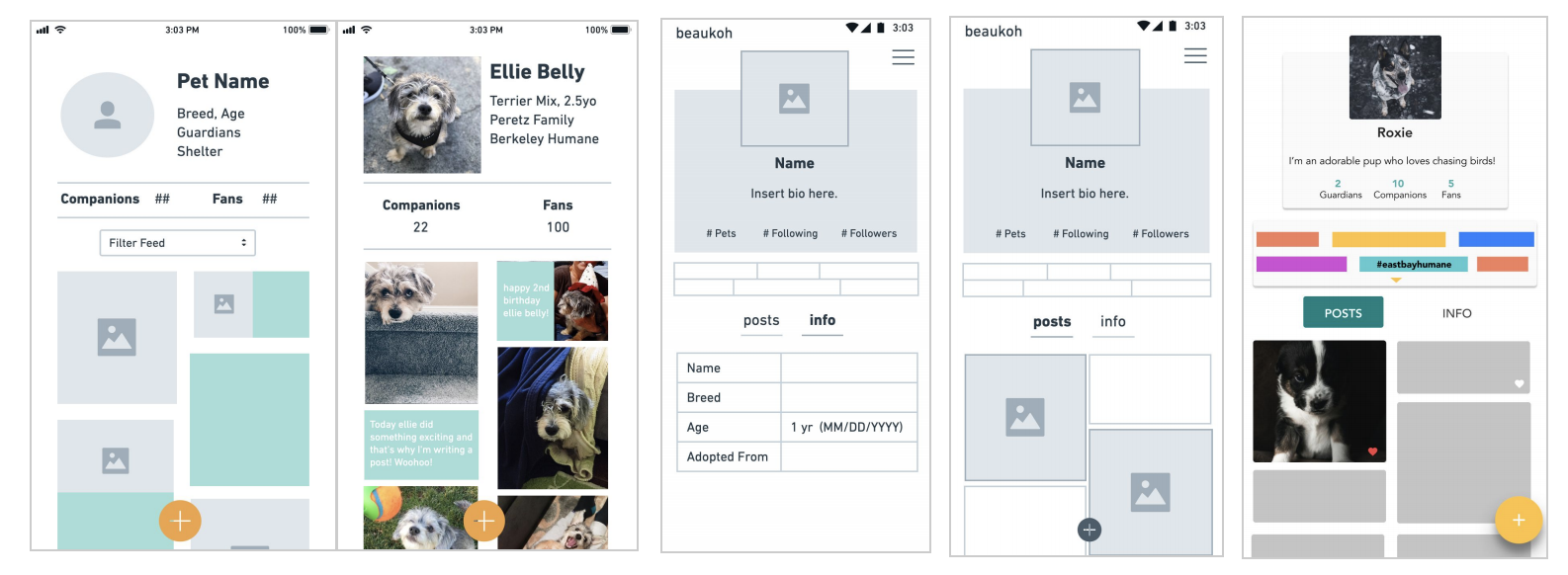 Hi-fidelity wireframes