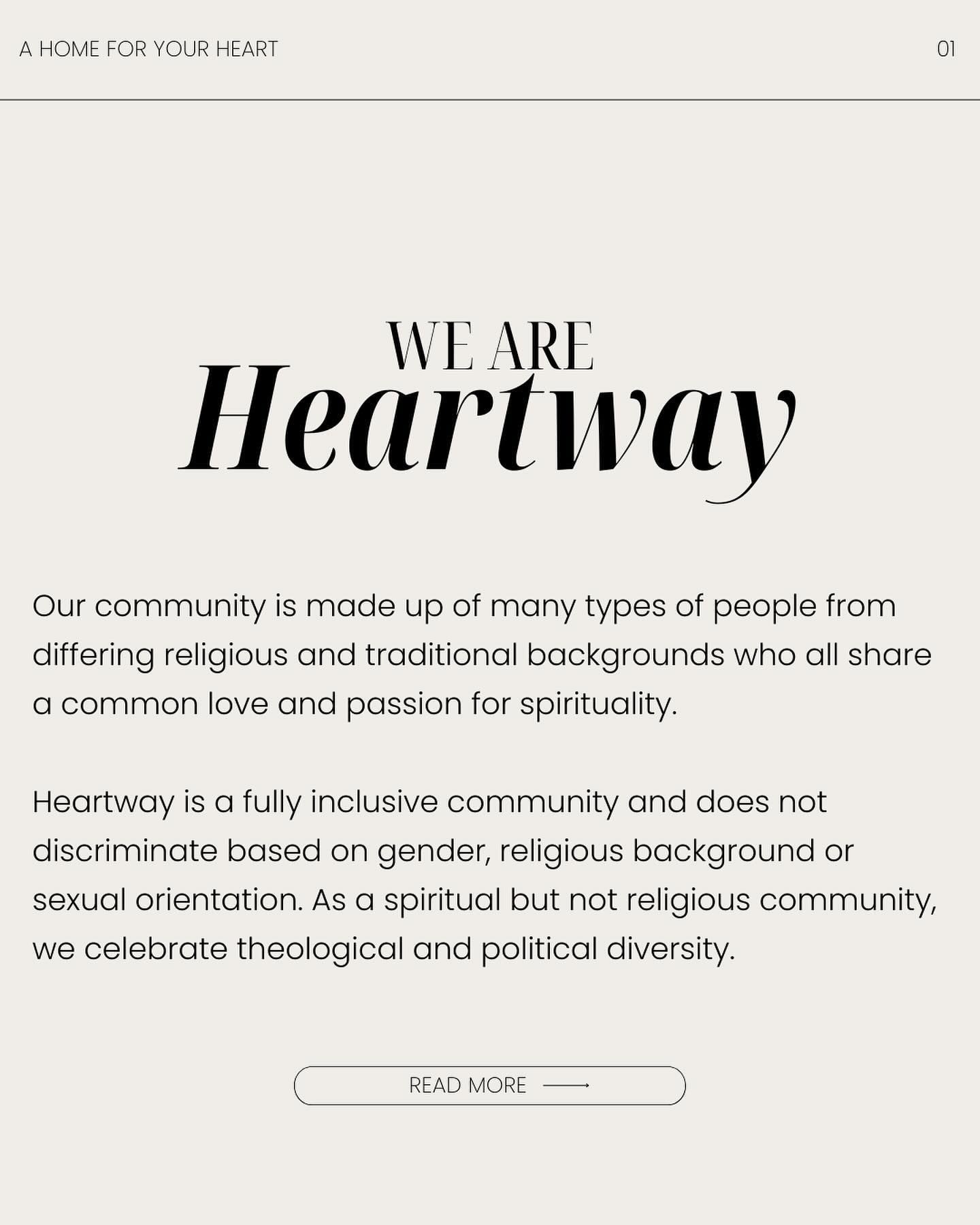 Who are we? We Are Heartway. A contemplative spiritual community centered on love. 

What binds our community together is love. Everything else (what brought you here) is an ongoing conversation. 

We don&rsquo;t hold our theological beliefs with a c