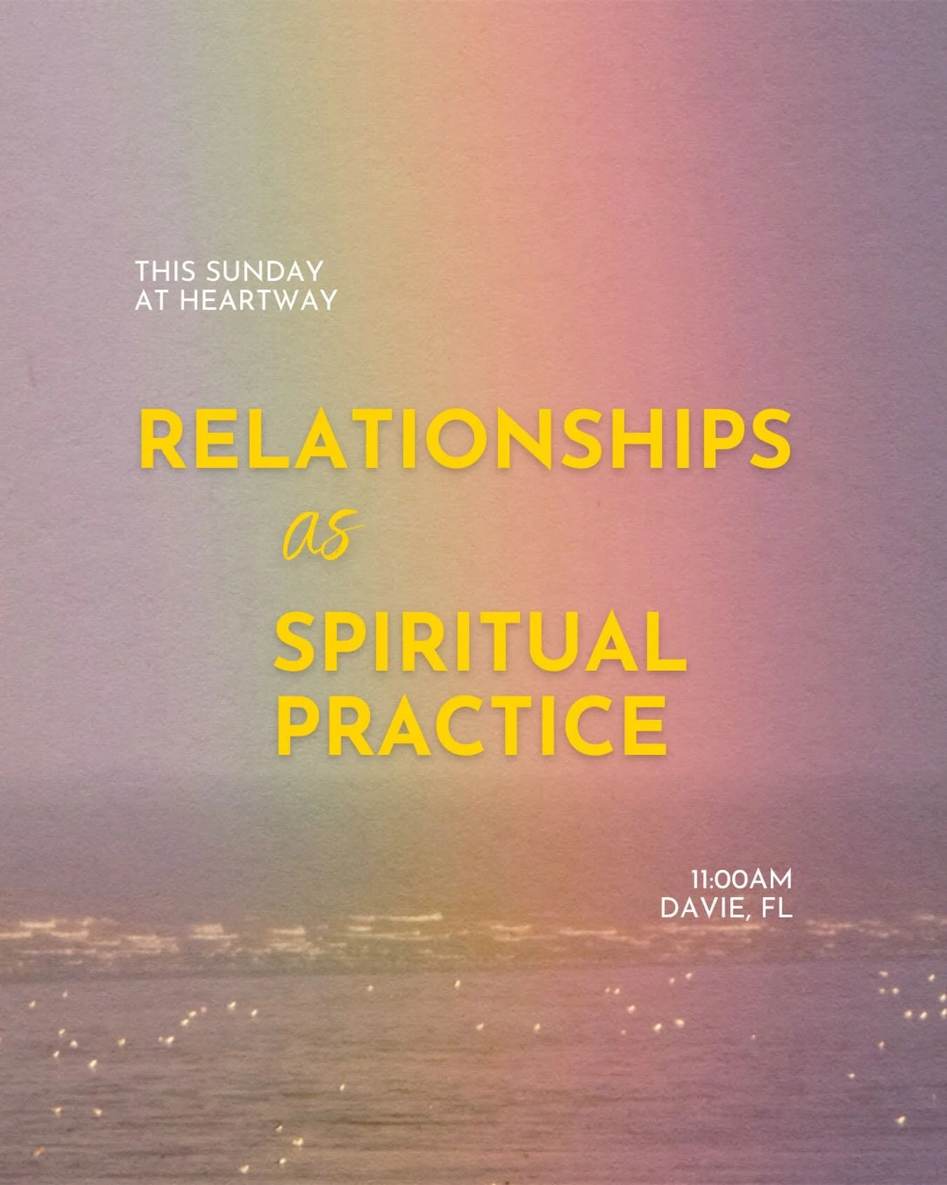 What if the way you handle your relationships is shaping your soul more than you realize?

Join us Sunday for &ldquo;Relationships as Spiritual Practice.&rdquo; It&rsquo;s not just about who you&rsquo;re connected to, it&rsquo;s about how you love, f