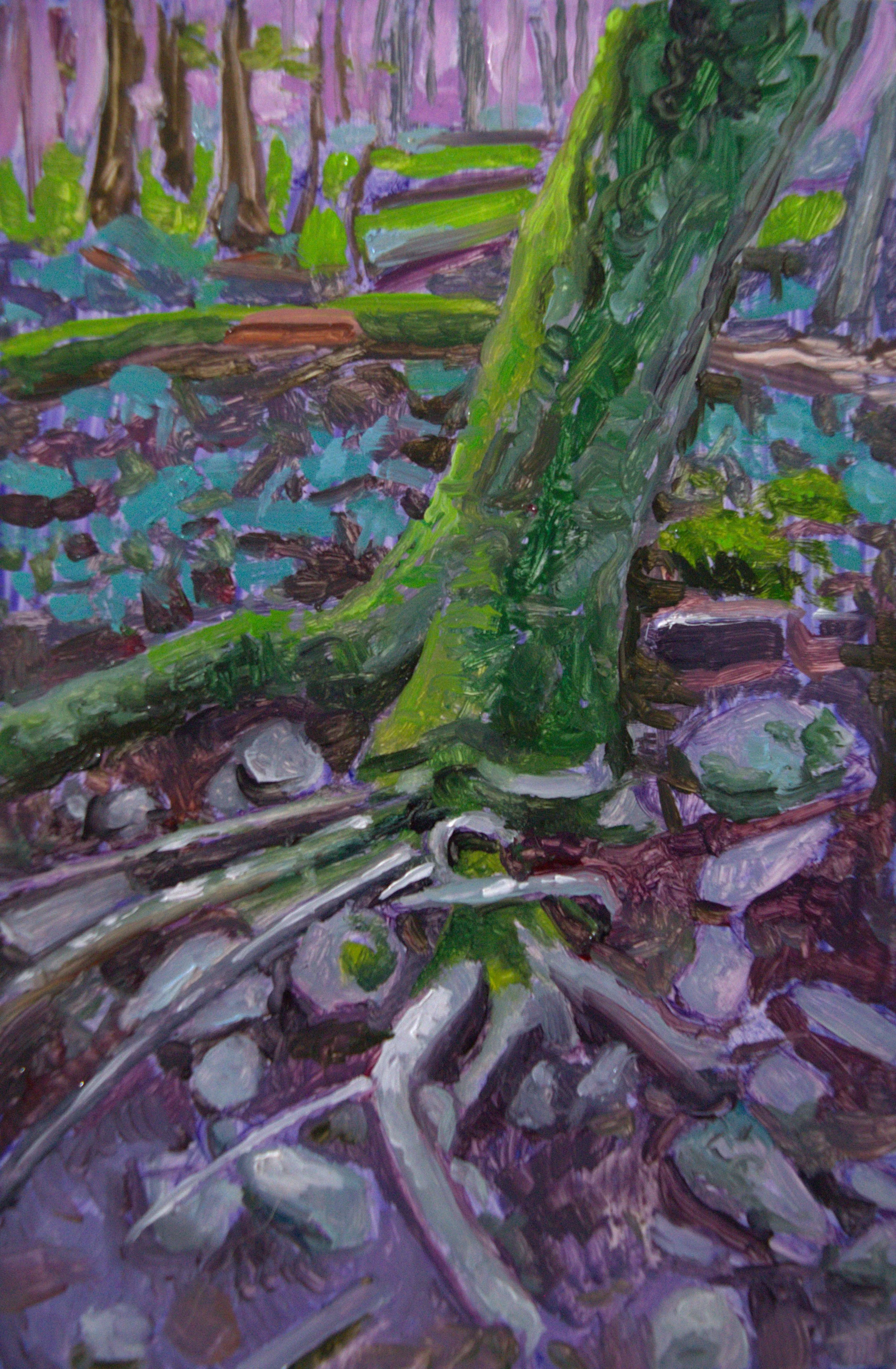 Forest Study #5 (grasp), 2025, oil on cradled hardboard panel, 4" x 6"