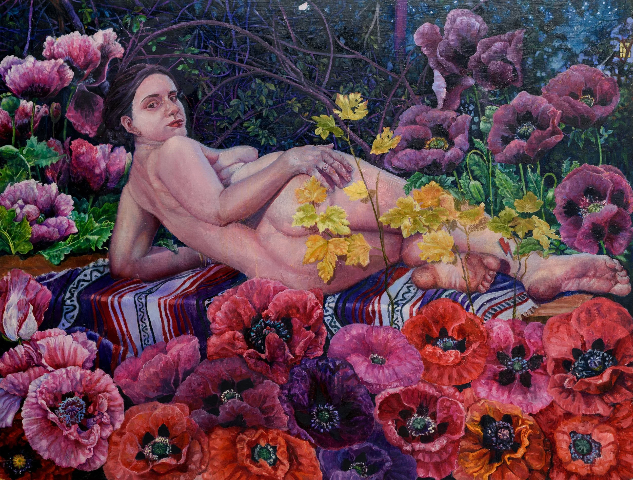 Moonbather, 2023, oil on cradled wood panel, 48" x 36"
