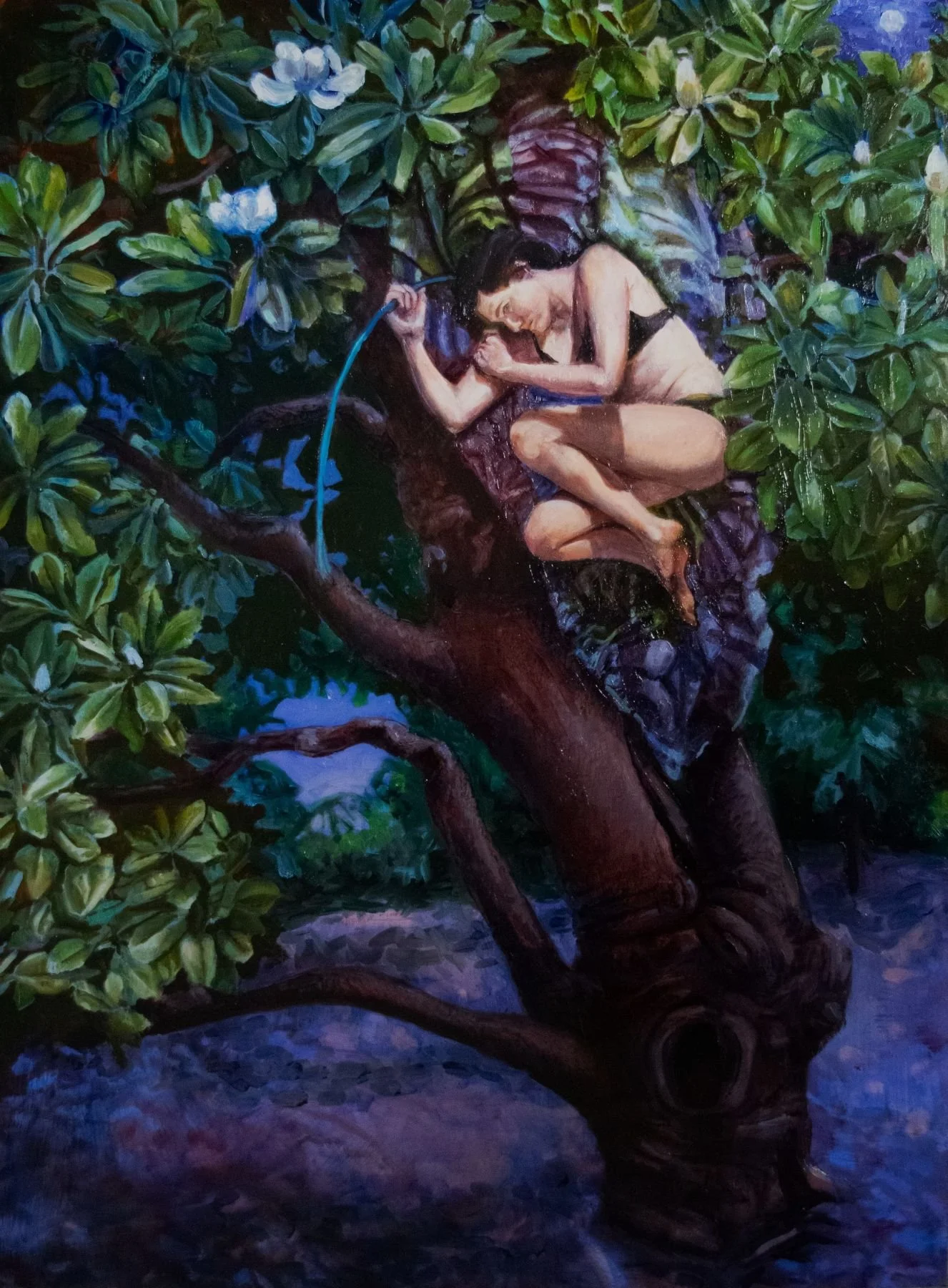 Sleep Climber, 2024, oil on cradled hardboard panel, 18" x 24"
