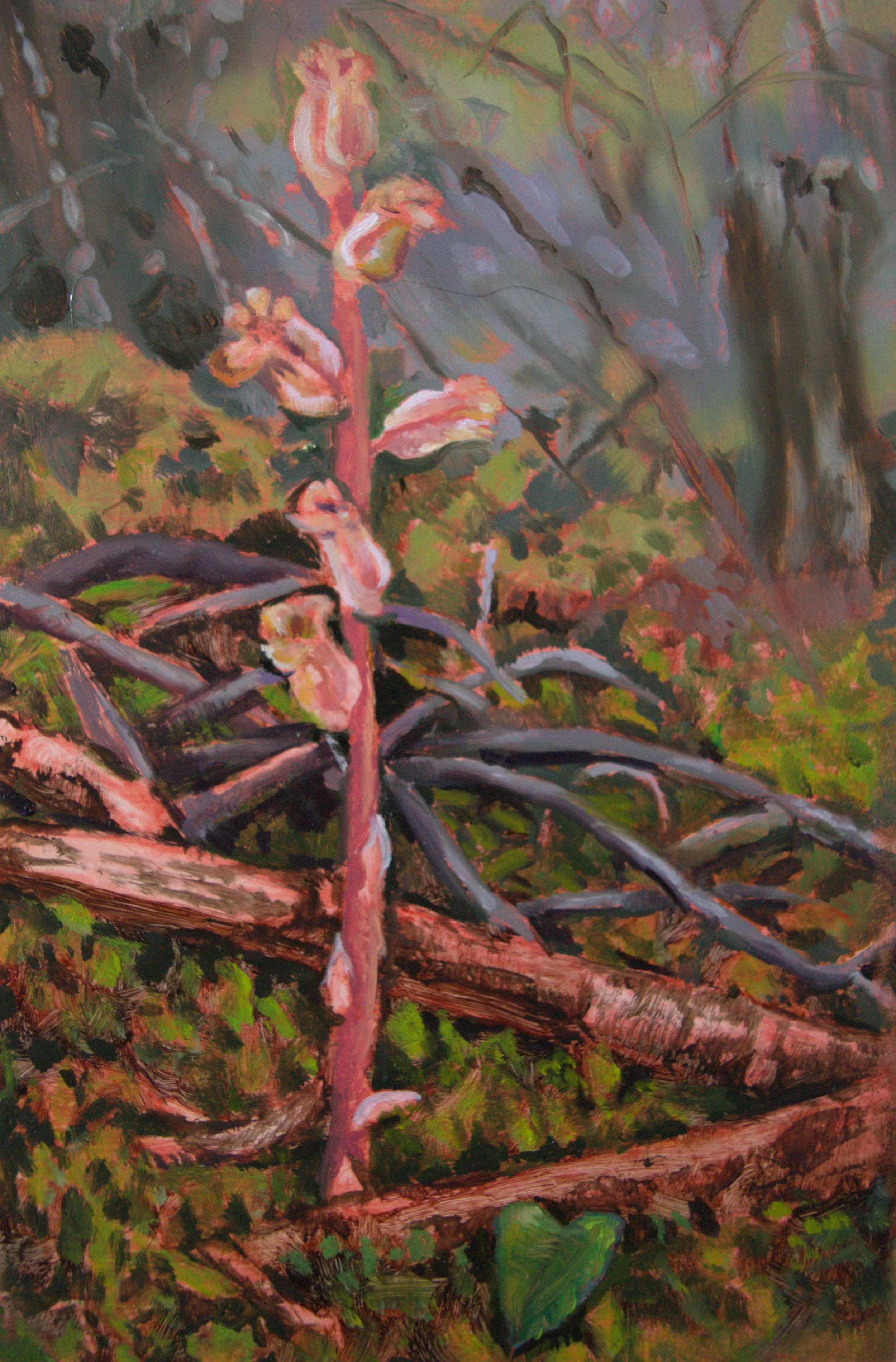Ghostpipes #1 (loveletter), 2025, oil on cradled hardboard panel, 4" x 6"