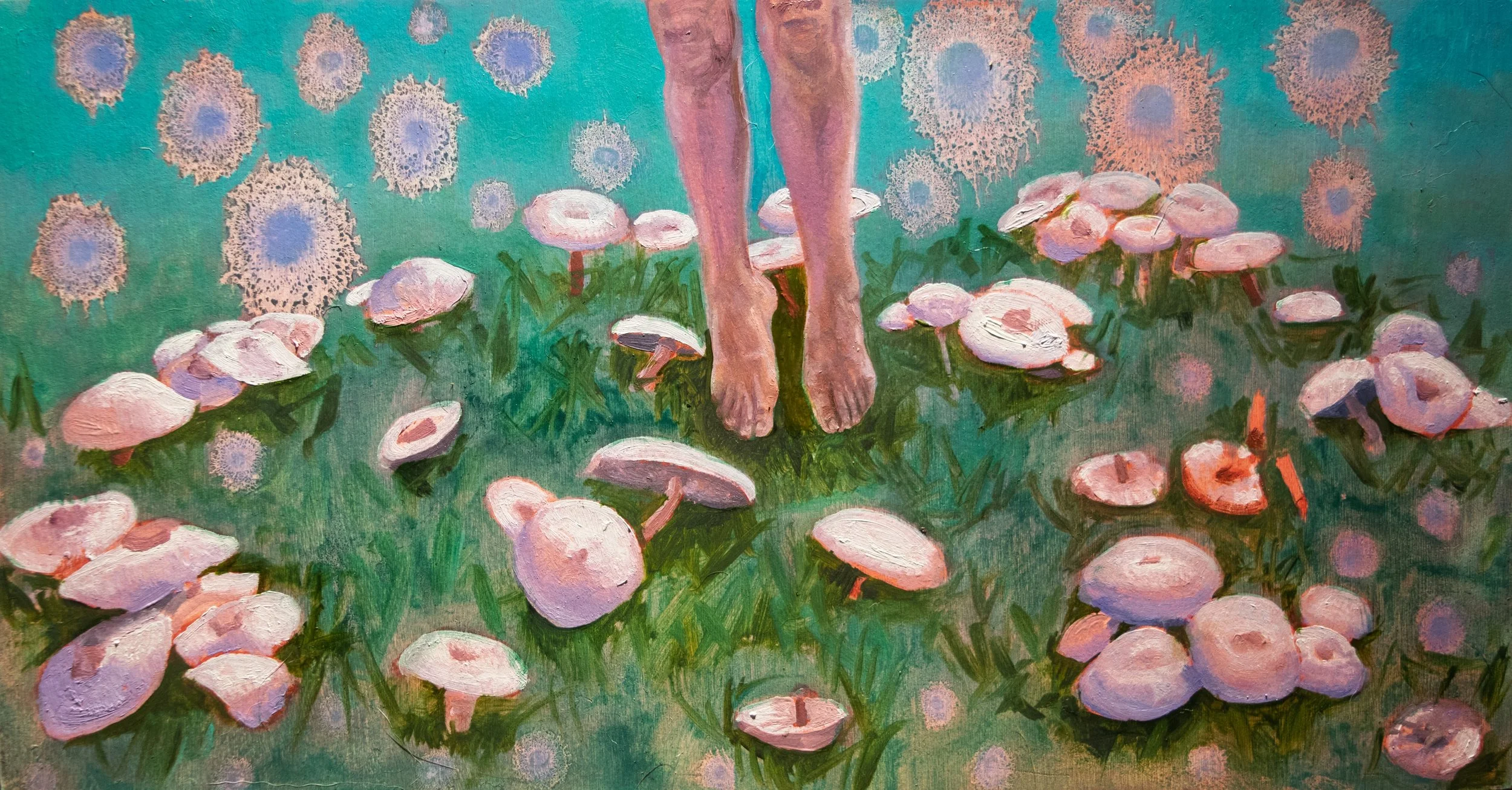Study for Suspend, 2024, oil on cradled wood panel, 12.5" x 6"