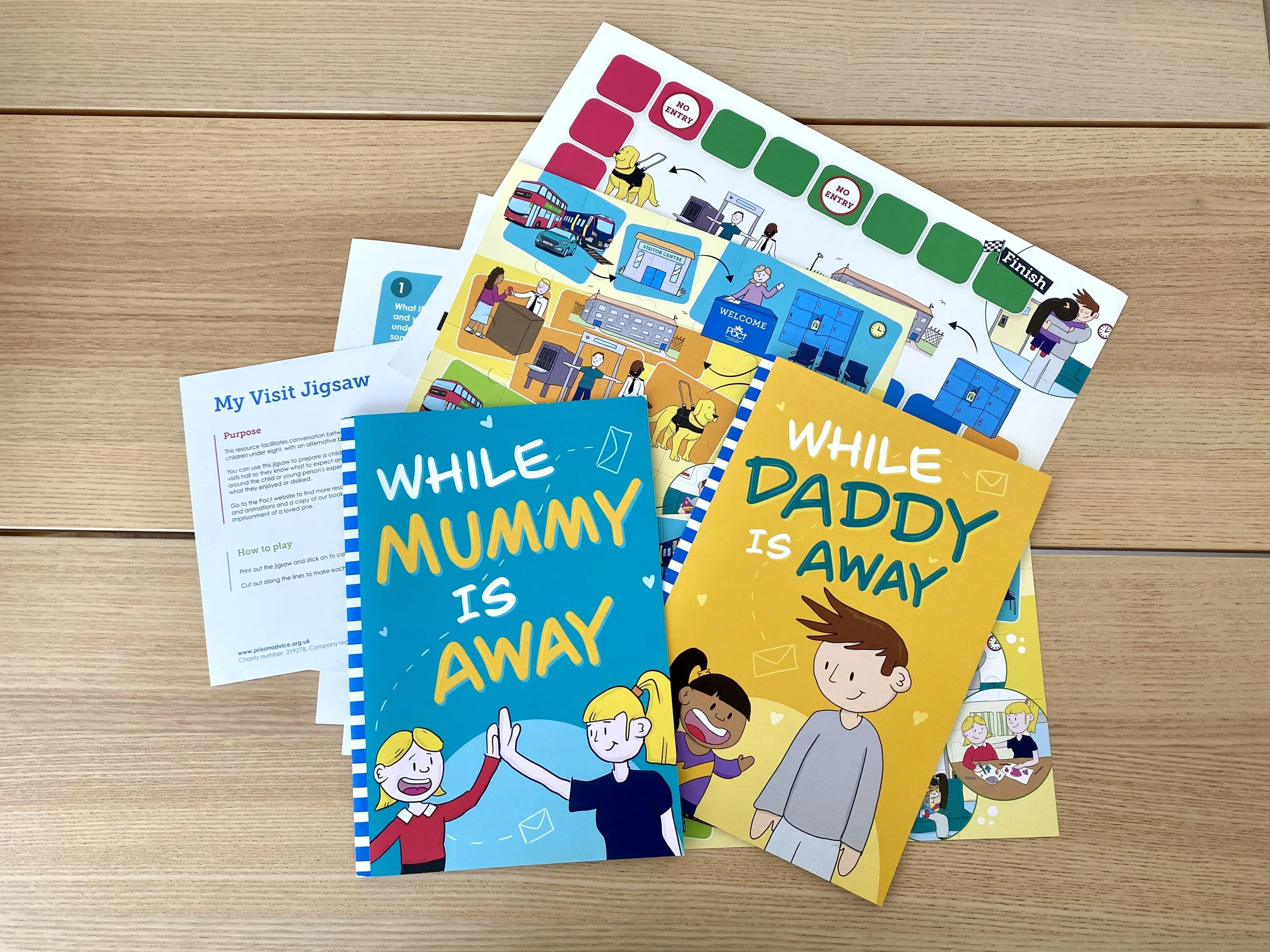 Books, games and a jigsaw all illustrated and designed for Pact
