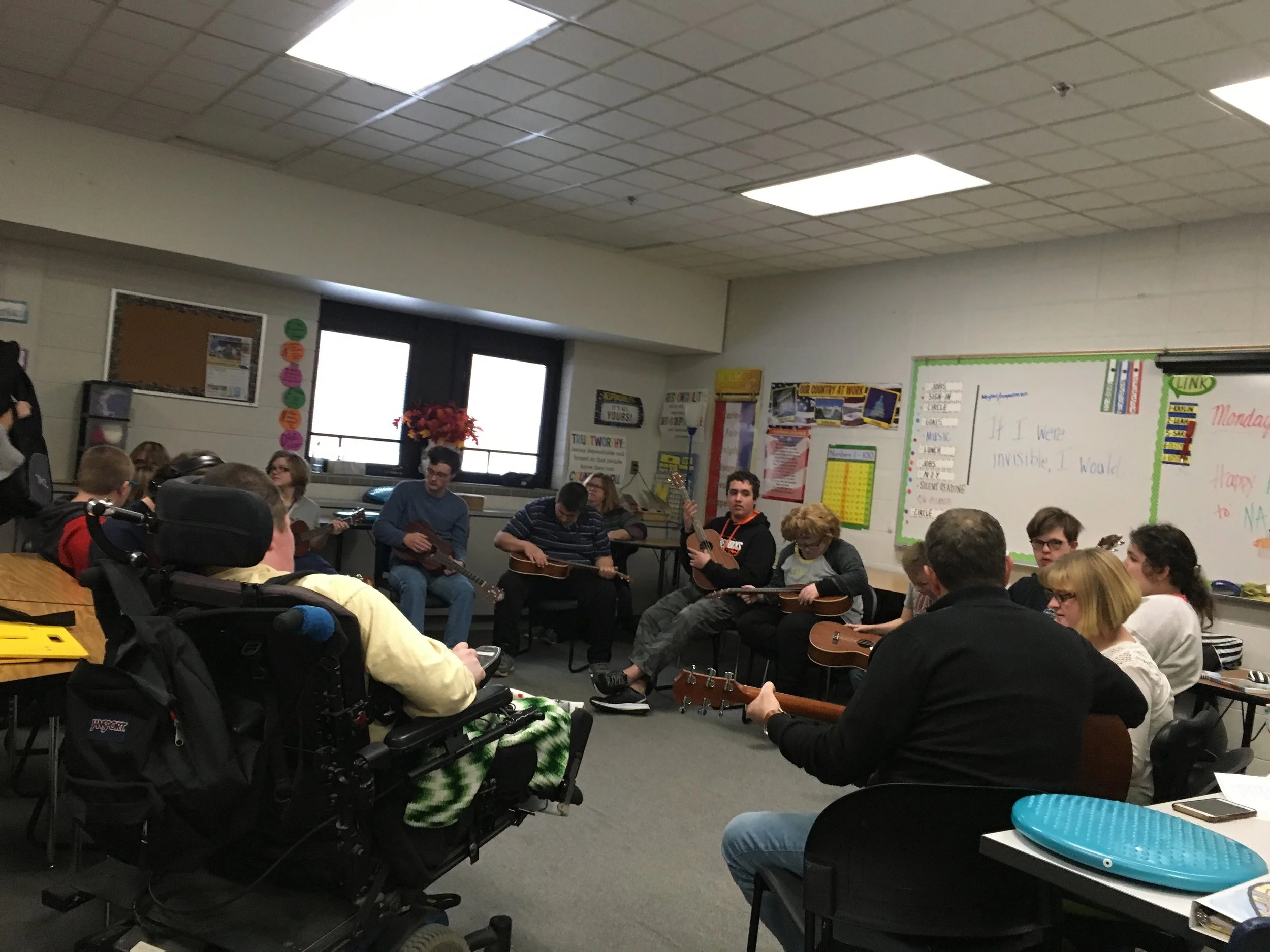 Music exploration class at Gaylord High School through VSA Michigan