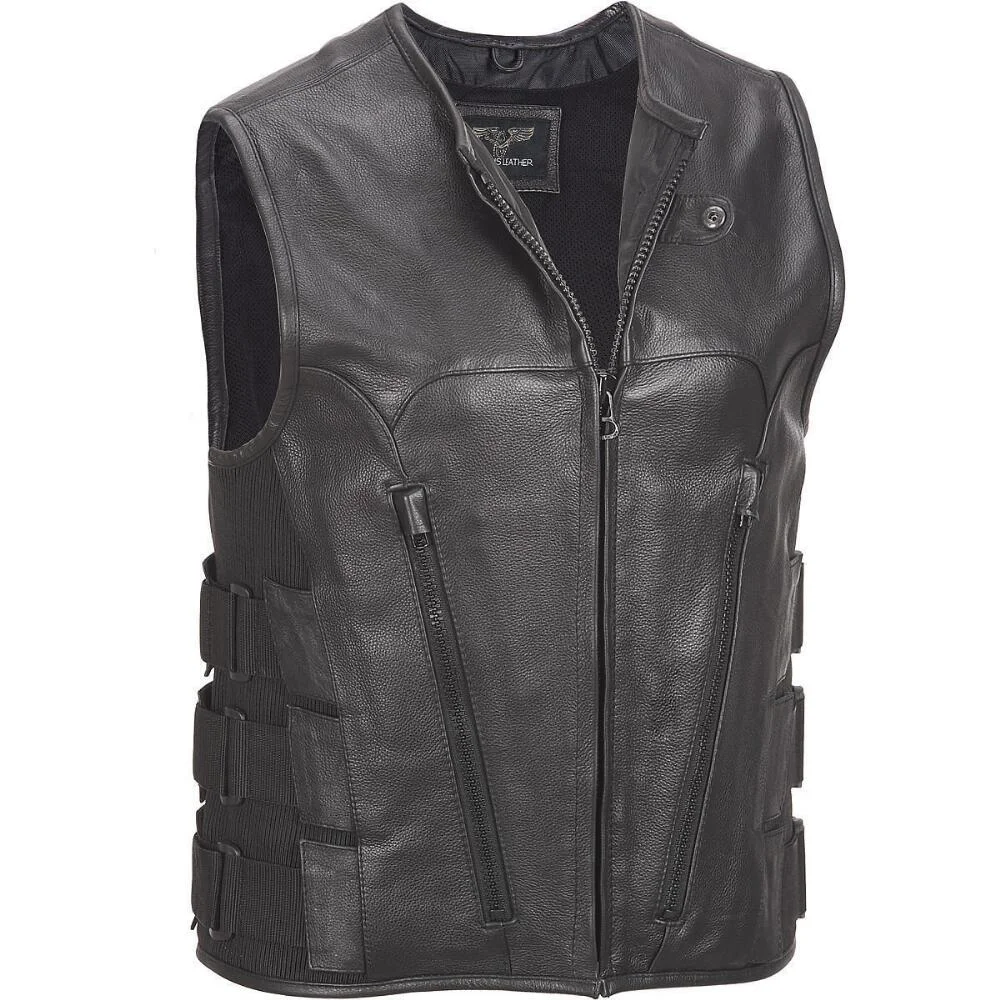 Leather Vest with Velcro Side Straps — International Armor