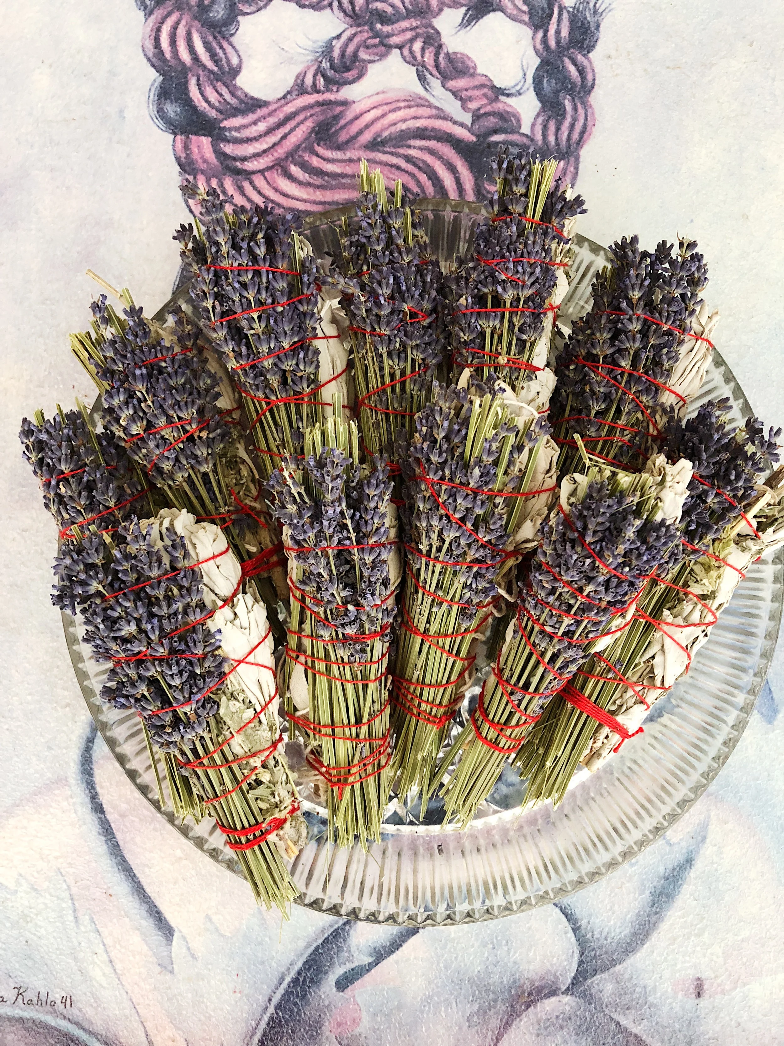 mugwort, white sage + lavender smudge stick