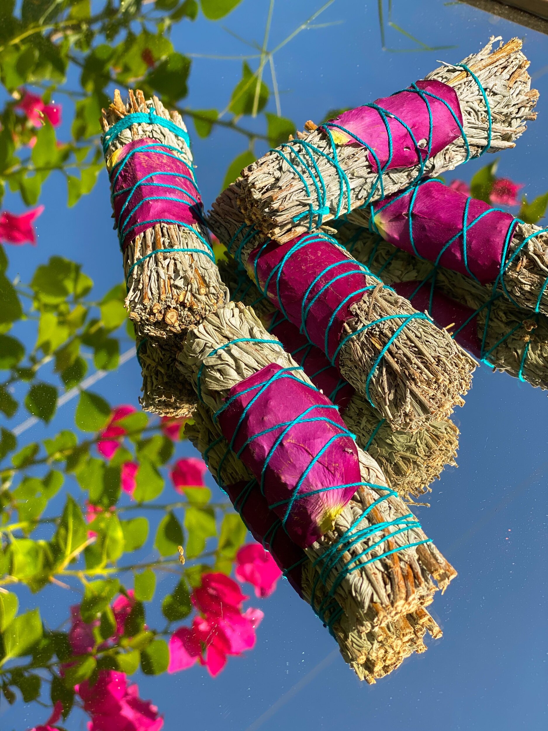 bleu sage + rose  | mini sacred smoke wand