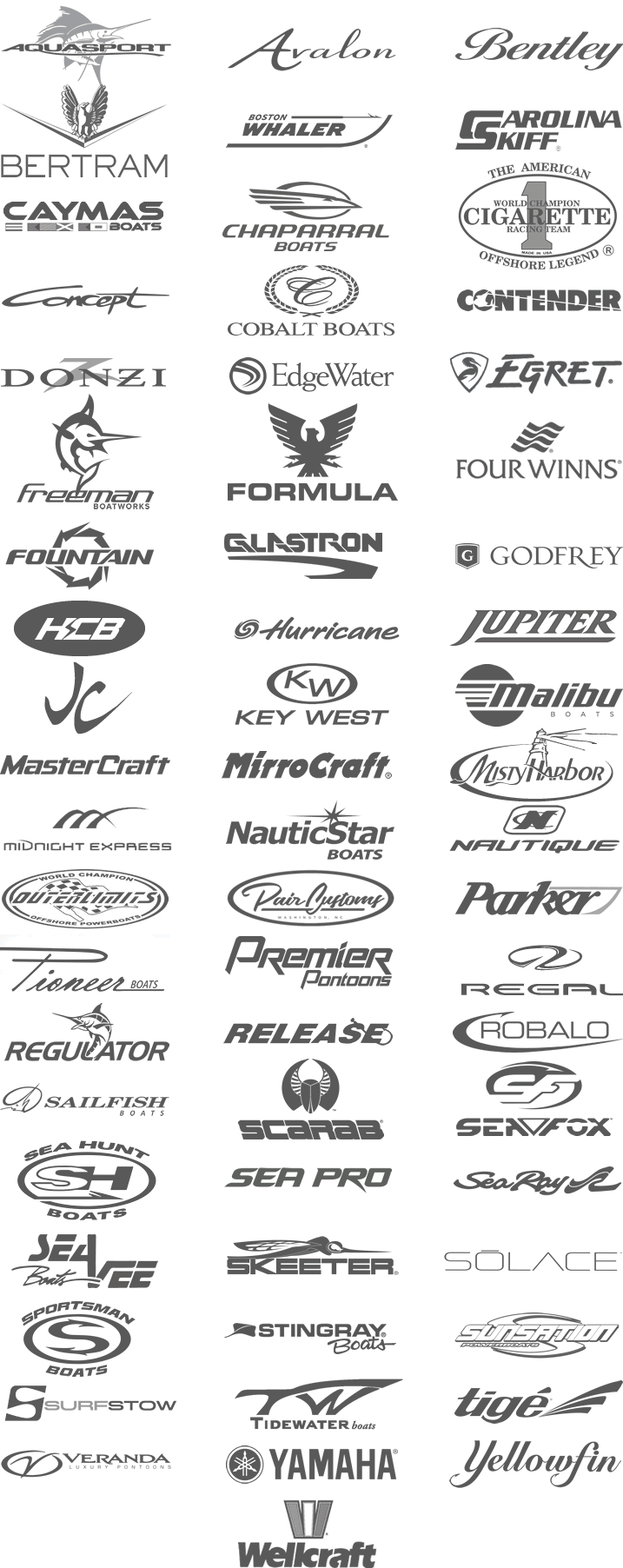 Our client list of top boat builders