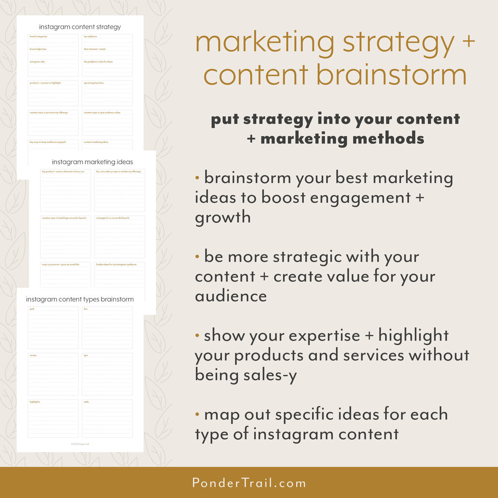 Instagram Printable Marketing Strategy and Content Planner Workbook, Social  Media Planning Template — Ponder Trail