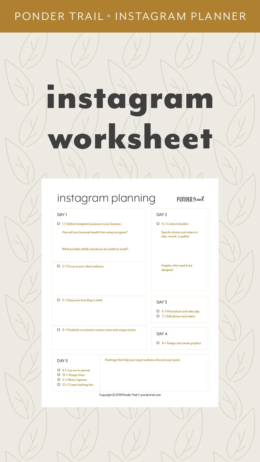 Free Instagram Worksheet