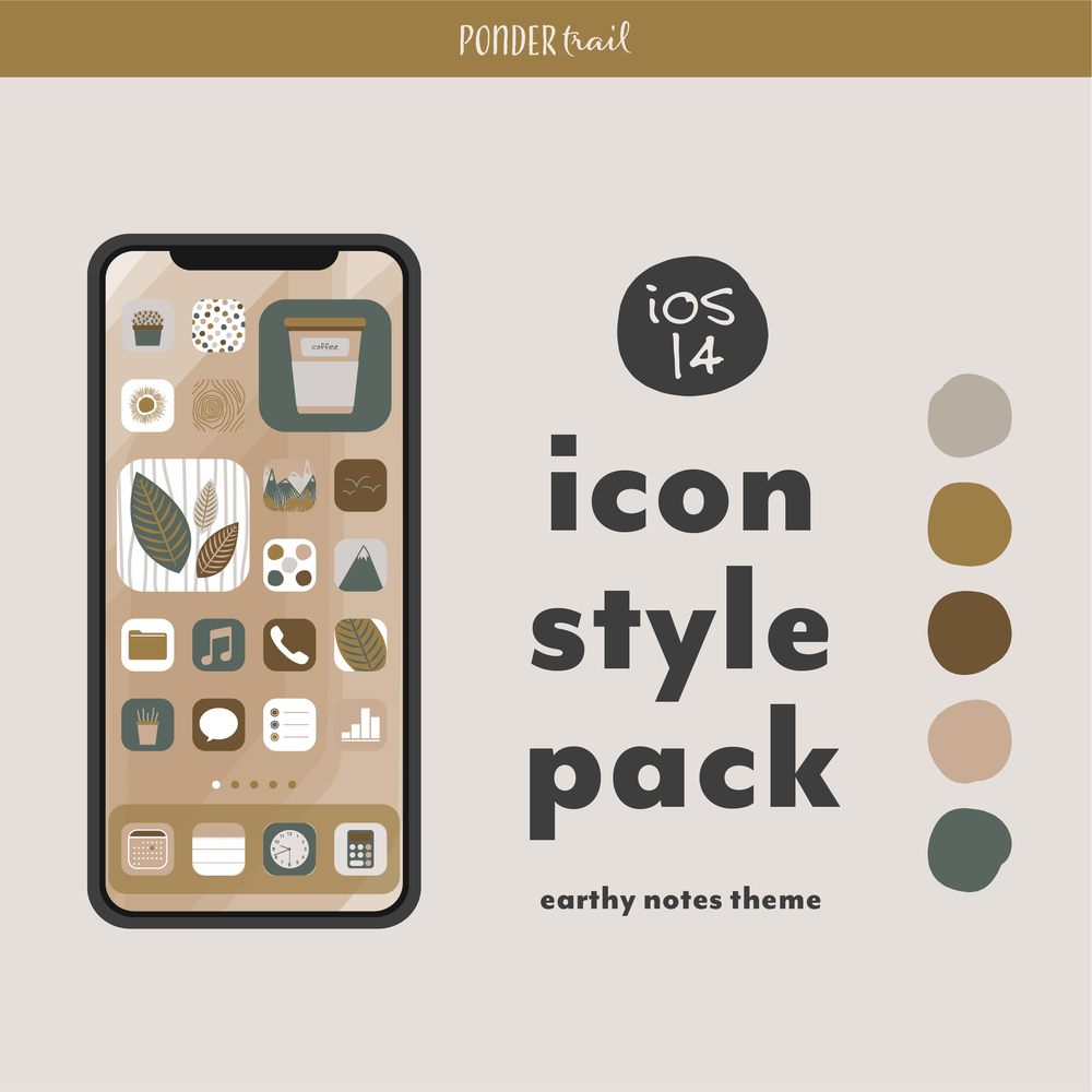 Ios 14 Aesthetic Style Pack // App Covers, Icons, Wallpapers // Earthy  Notes — Ponder Trail