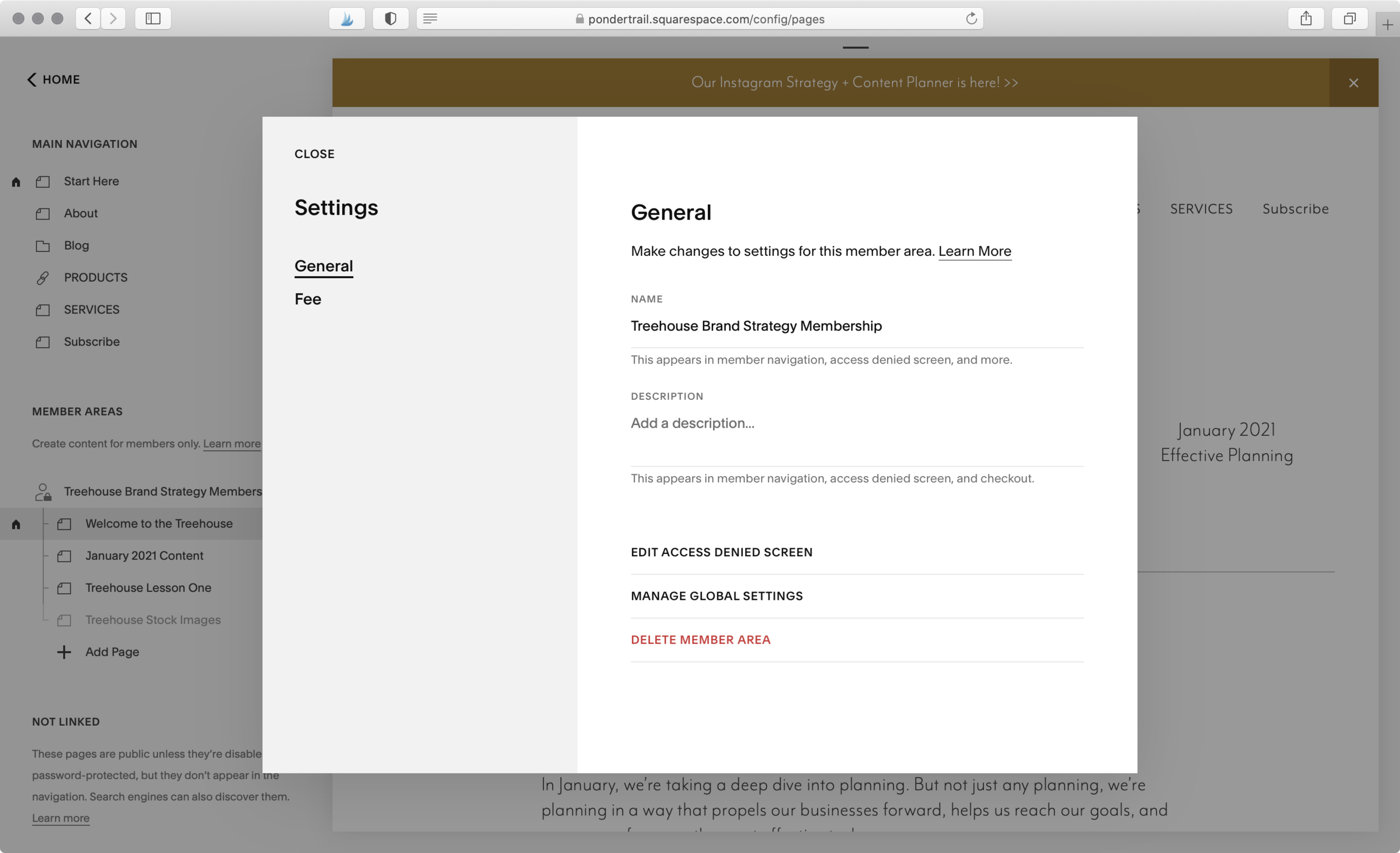 How to create member area on Squarespace