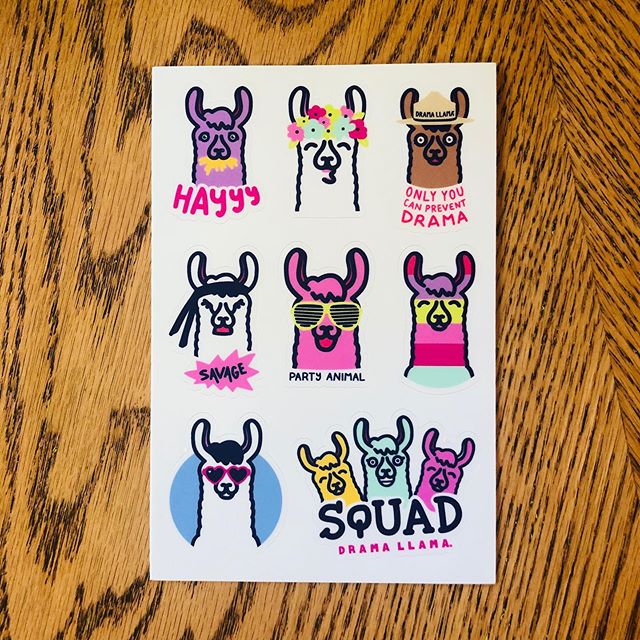 Drama Llama &ldquo;Llama-ted Edition&rdquo; set of 8 stickers is made of the best selling designs! Get yours now...on Etsy! 😘 #dramallama #llama #llamastickers