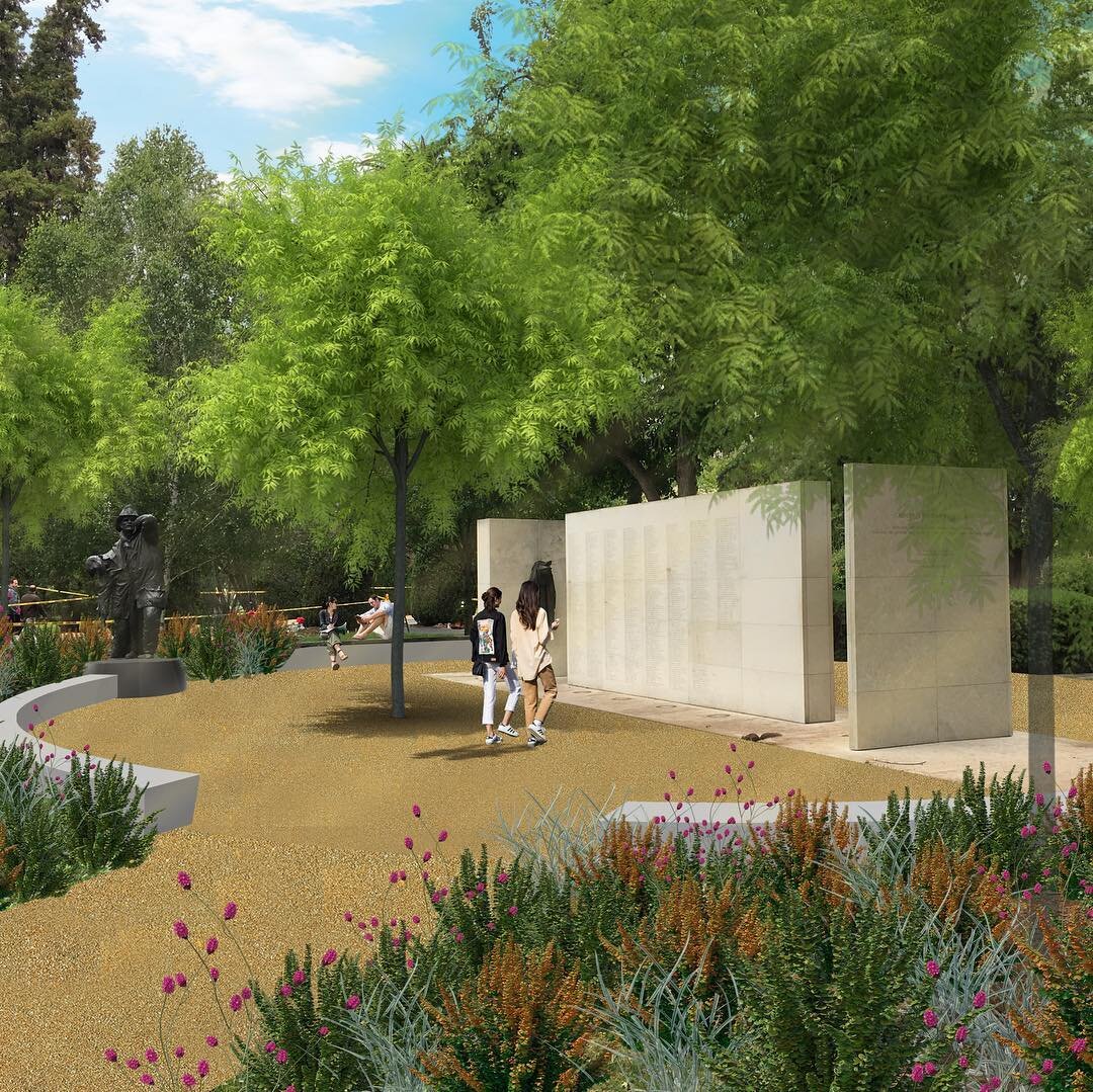 Before and After. Proposed landscape enhancements for the California Firefighters Memorial. Fire resistant plantings were included to educate visitors about plantings that can mitigate the spread of fire. 
@think_outside_design 
#firefighters #firefi