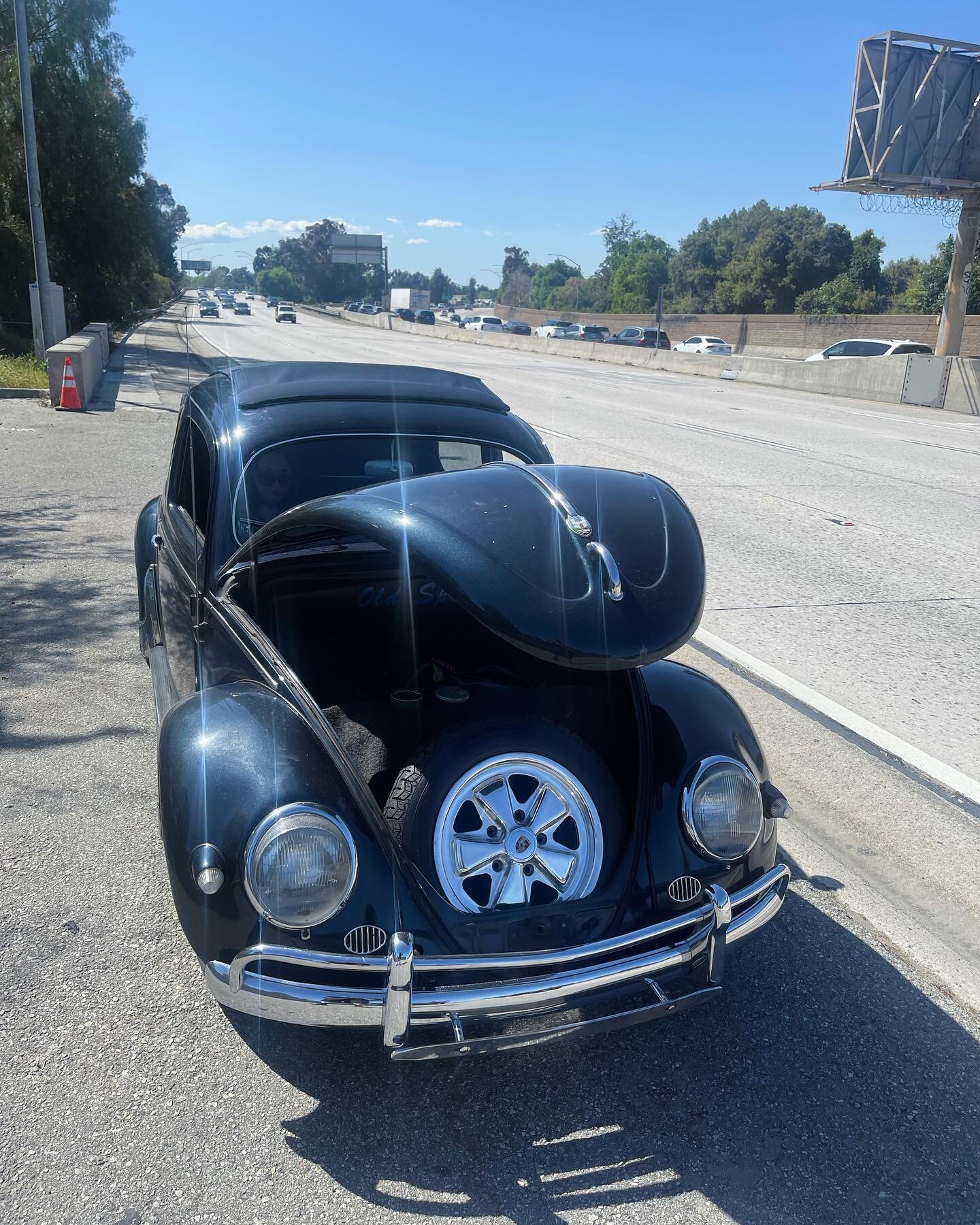 Buggy ran out of gas today , forgot I had it on the reserve tank . Kind of scary merging over past semis while puttering out.  Kind of cool to sit on the side of the freeway with ReAnna , help was there within 20 minutes.  AAA does rule #57vwbug