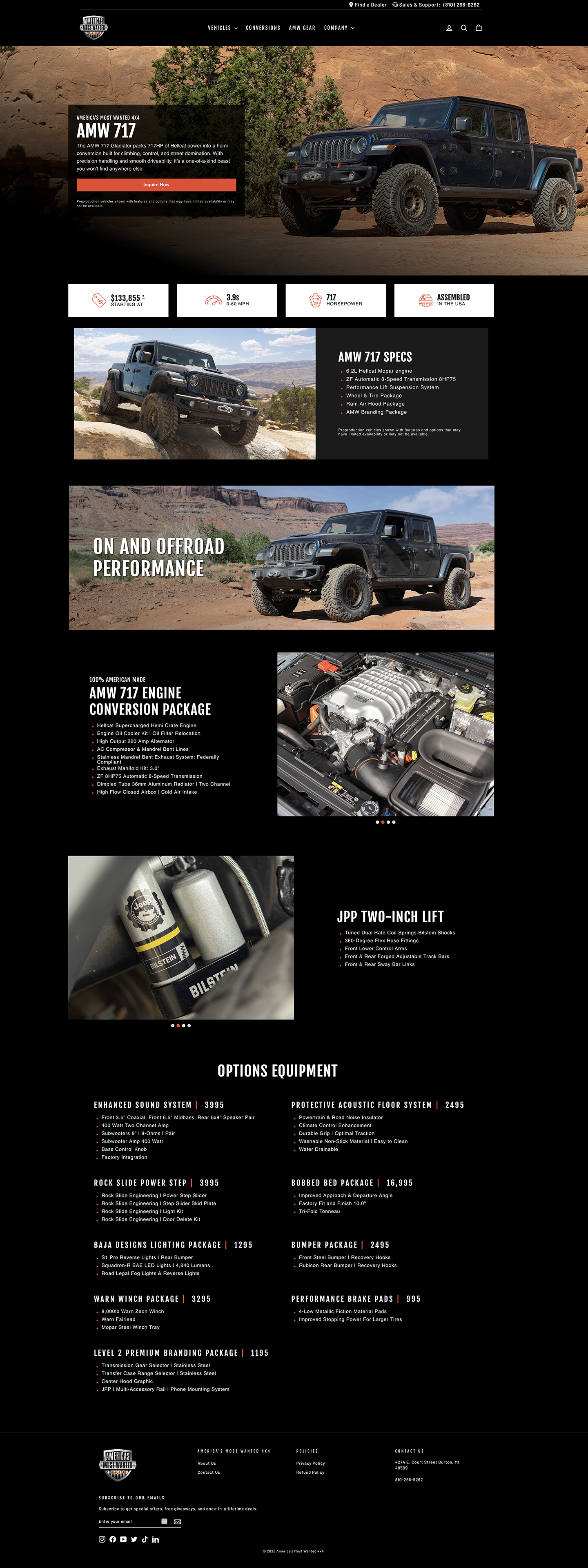 AMW 717 Adventure Series Vehicle Spec Page