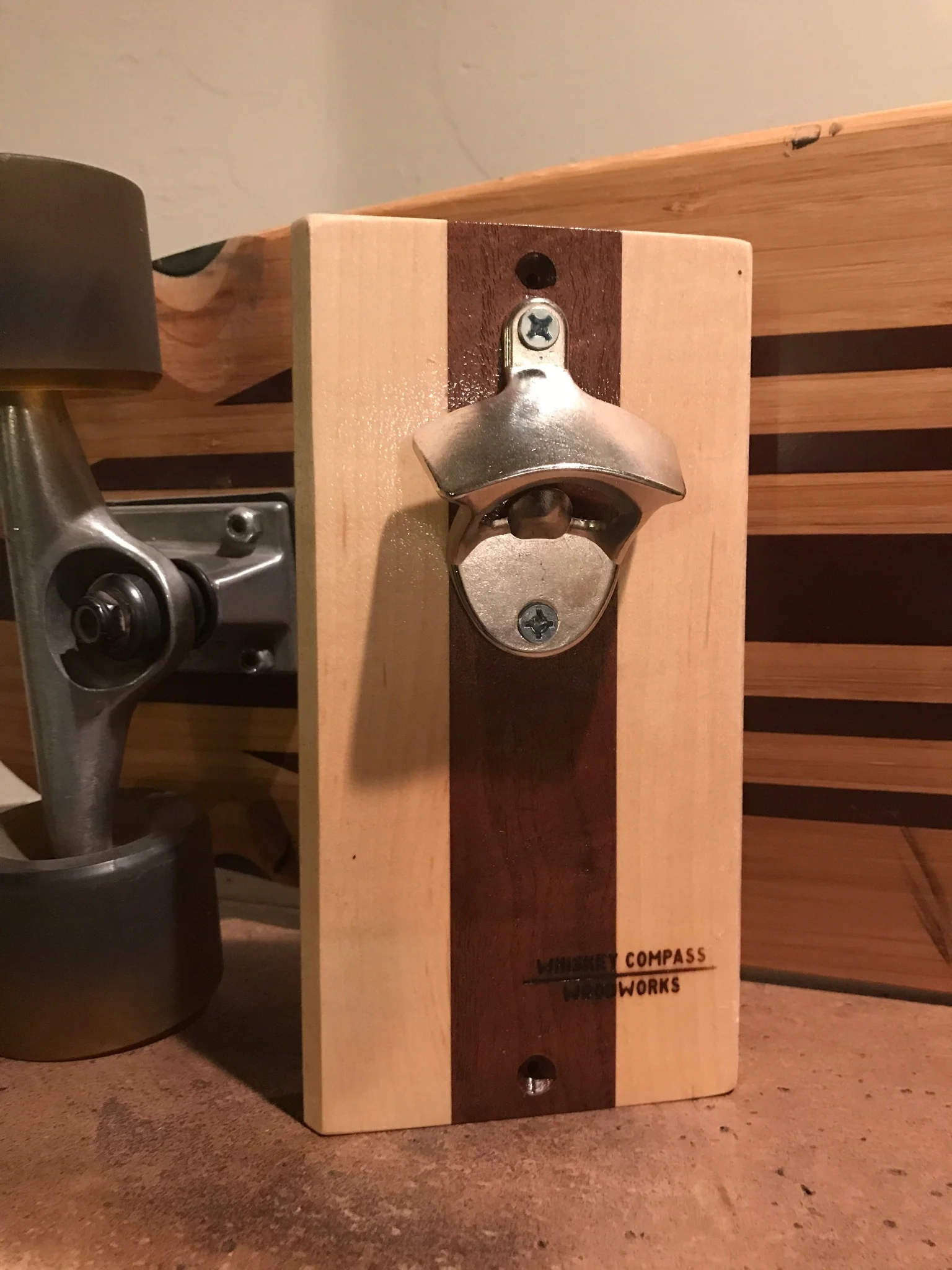 Maple and Walnut Bottle Opener