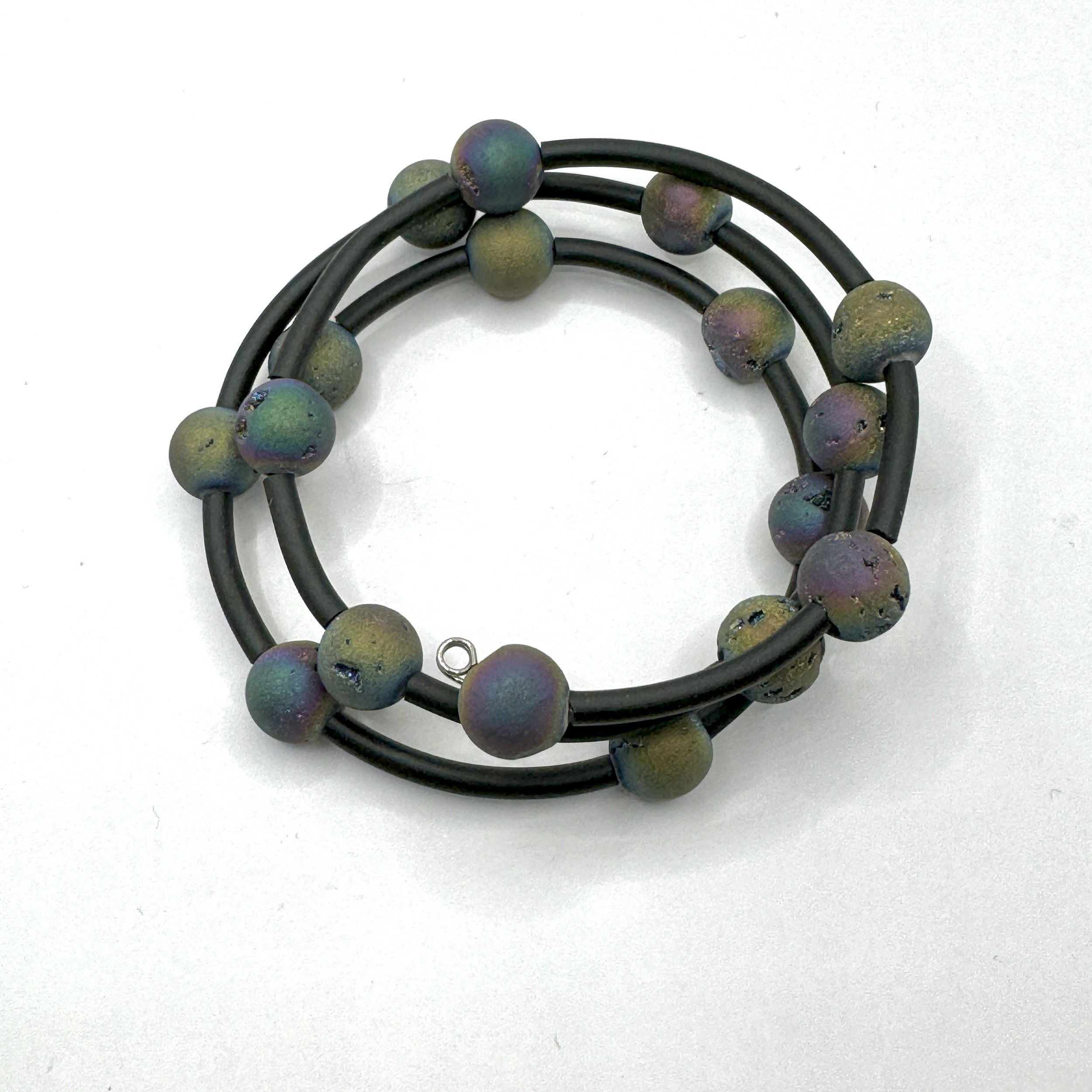 Druzy Planet Bead Memory Wire Bracelet.jpeg
