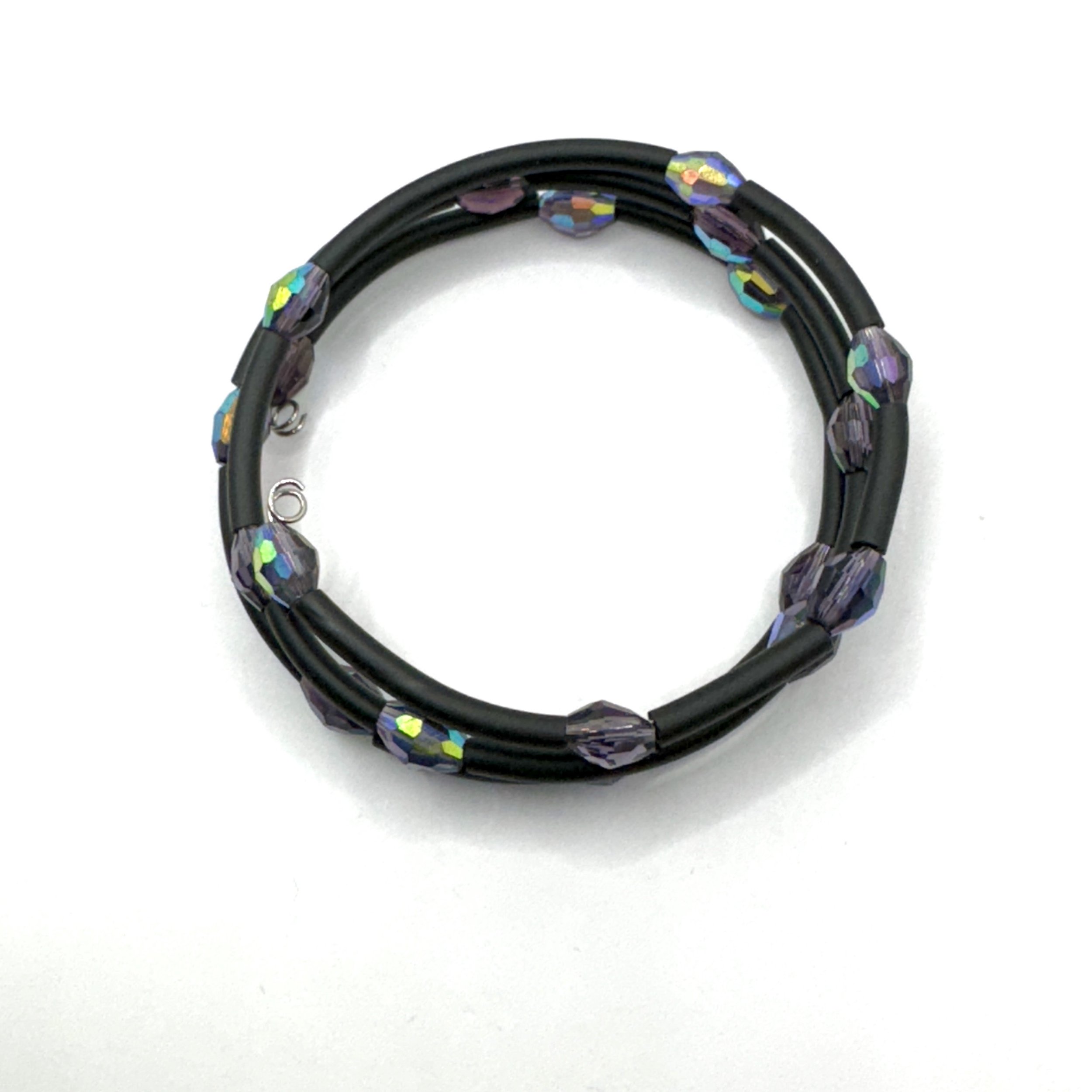 Oblong Irridized Bead Memory Wire Bracelet.jpeg