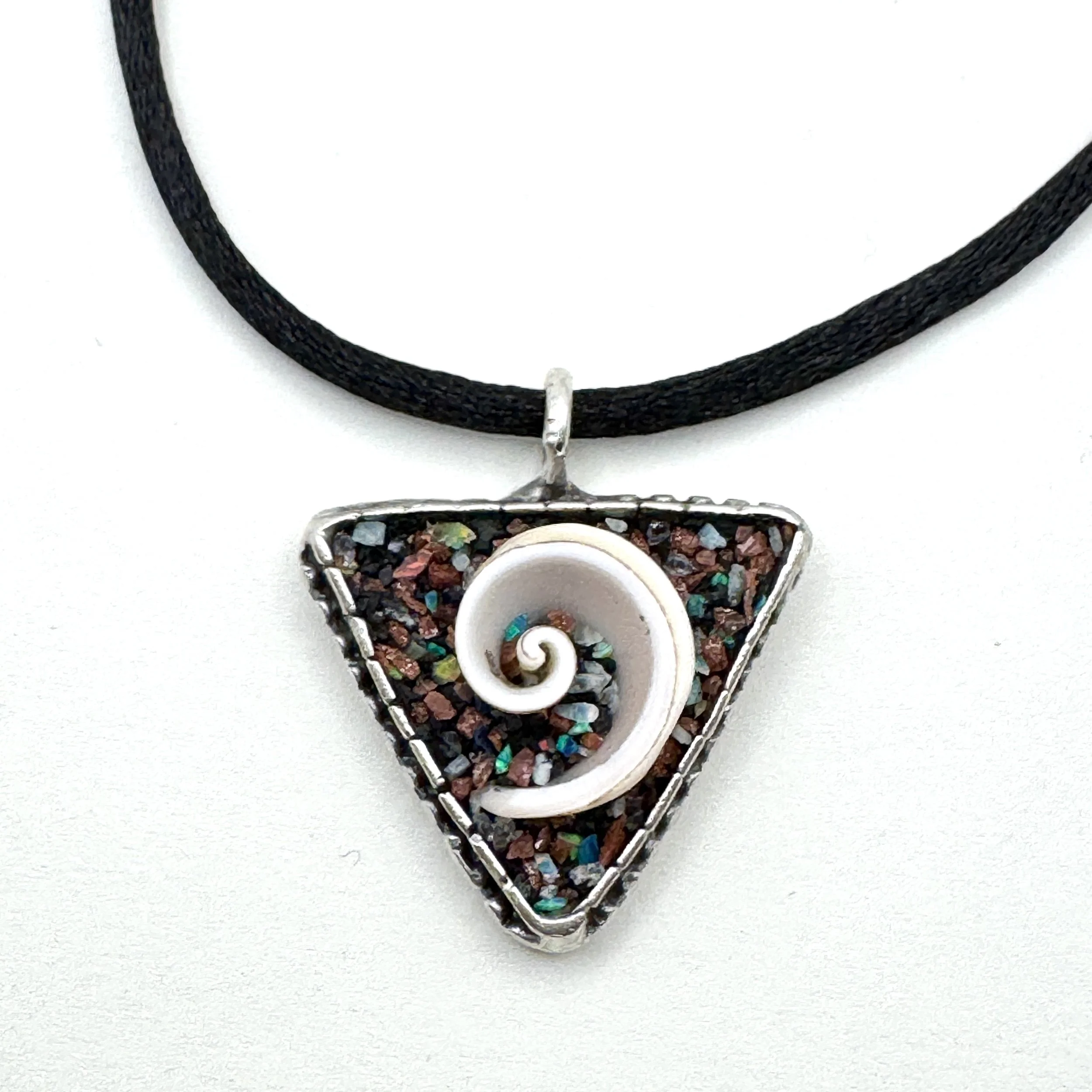 Spiral Shell, Opal Chip Triangle Necklace.jpeg