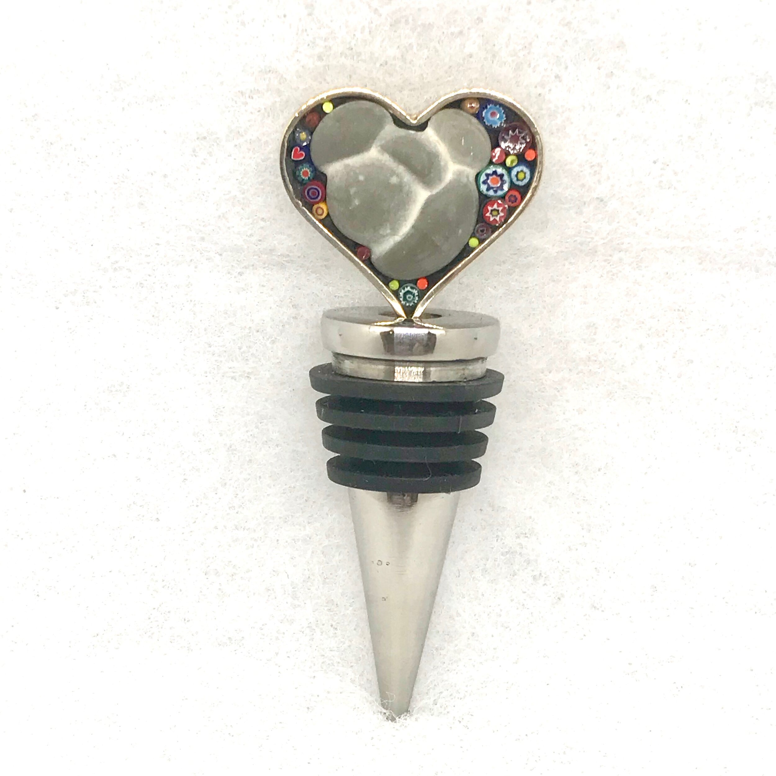 Goddess Stone:Millefiori Heart Winestopper.jpeg