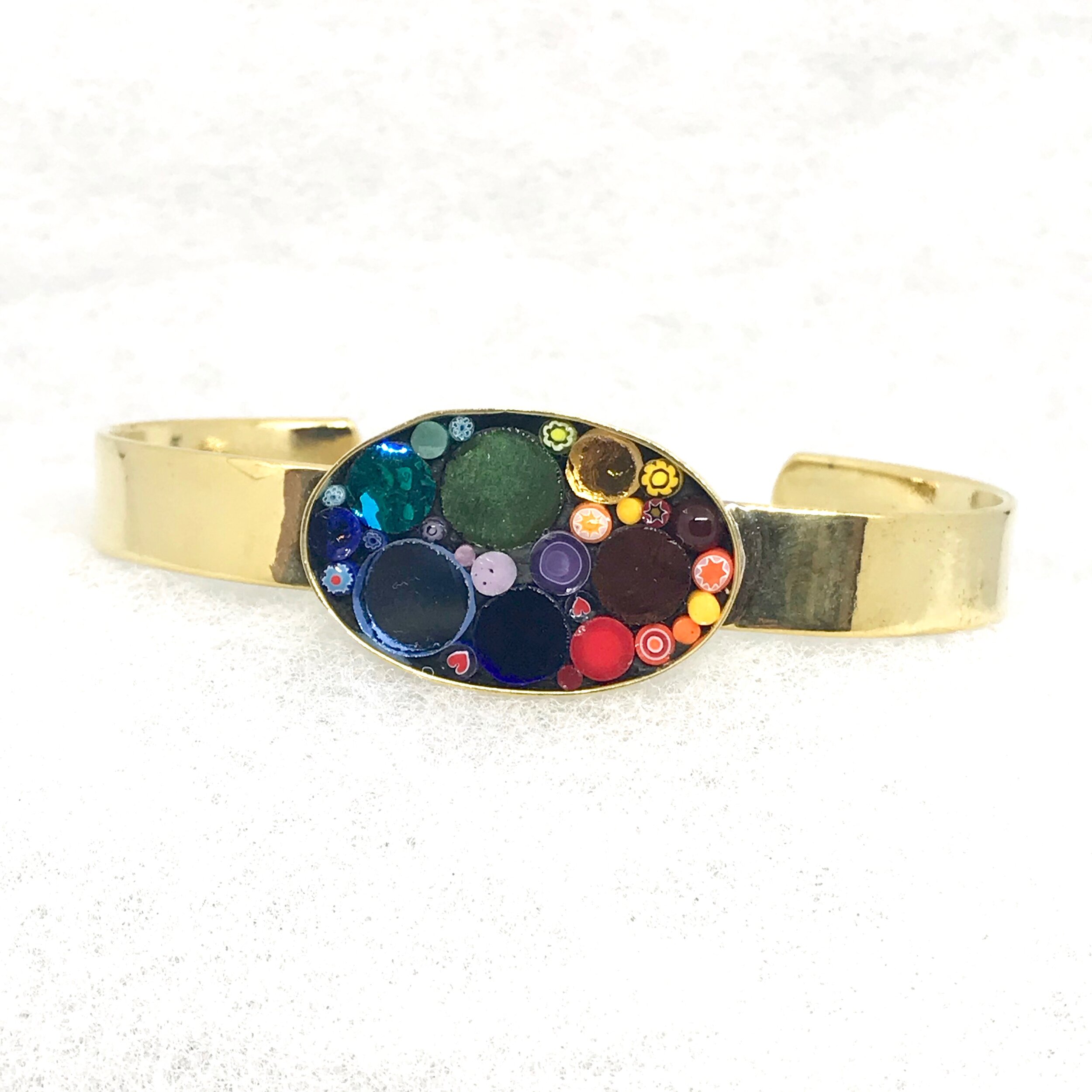 Multicolor Happy Dot Oval Brass Bracelet.jpeg