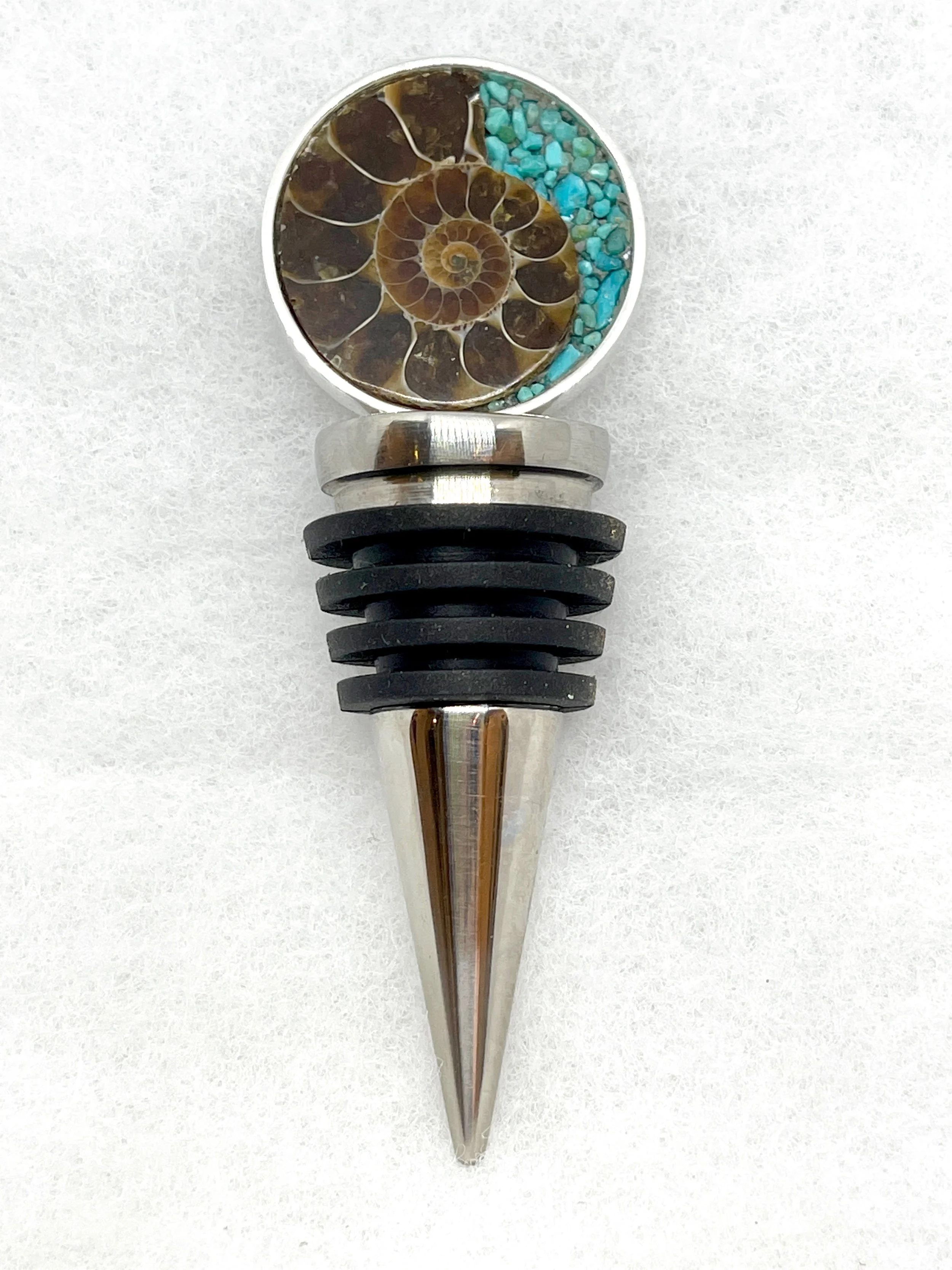 Ammonite:Turquoise Round Bottle Topper.jpg