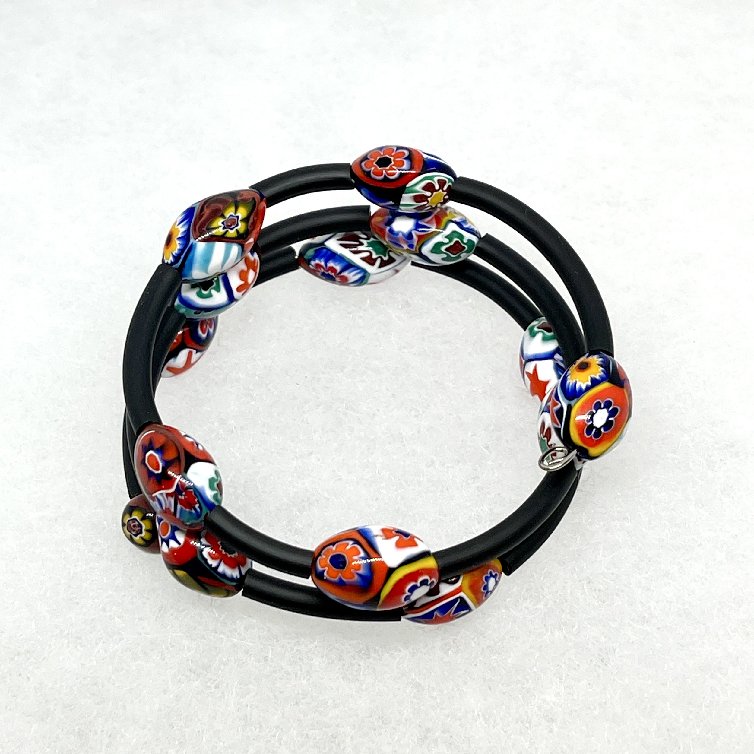 Millefiori Glass Bead (2) Memory Wire Bracelet.jpeg