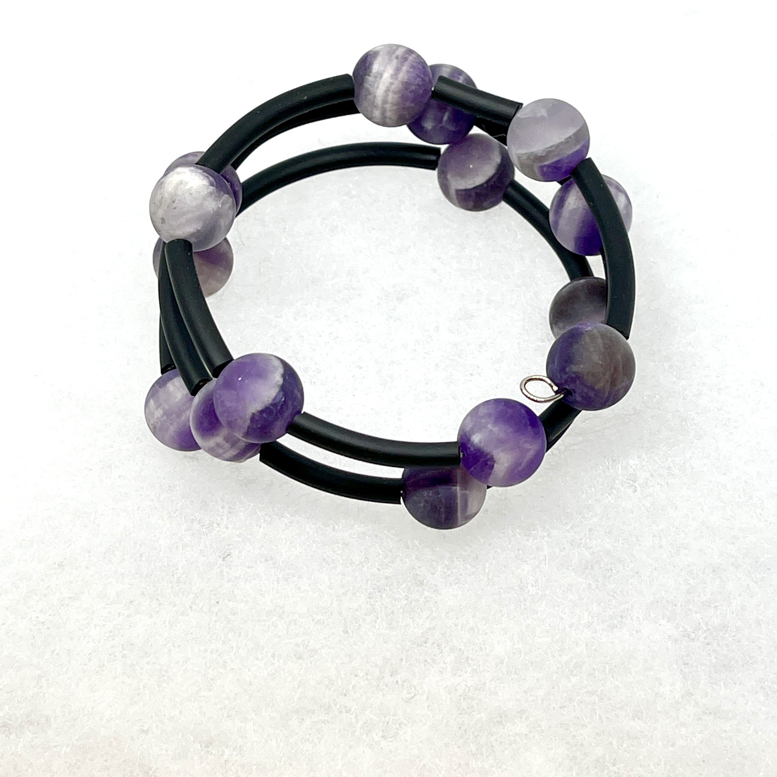Purple Agate Bead (3) Memory Wire Bracelet.jpeg