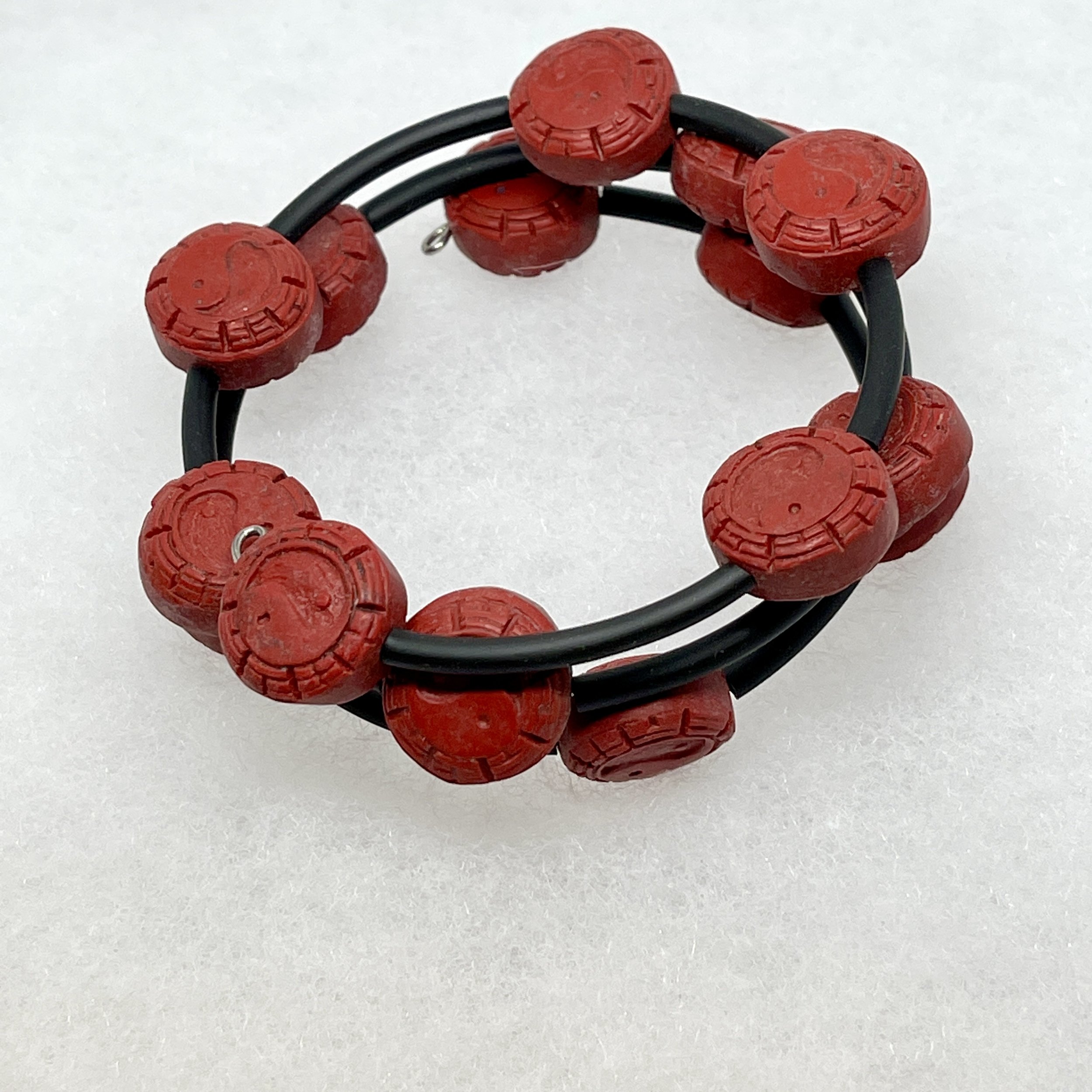 Red Chinese Yin:Yang Memory Wire Bracelet.jpeg