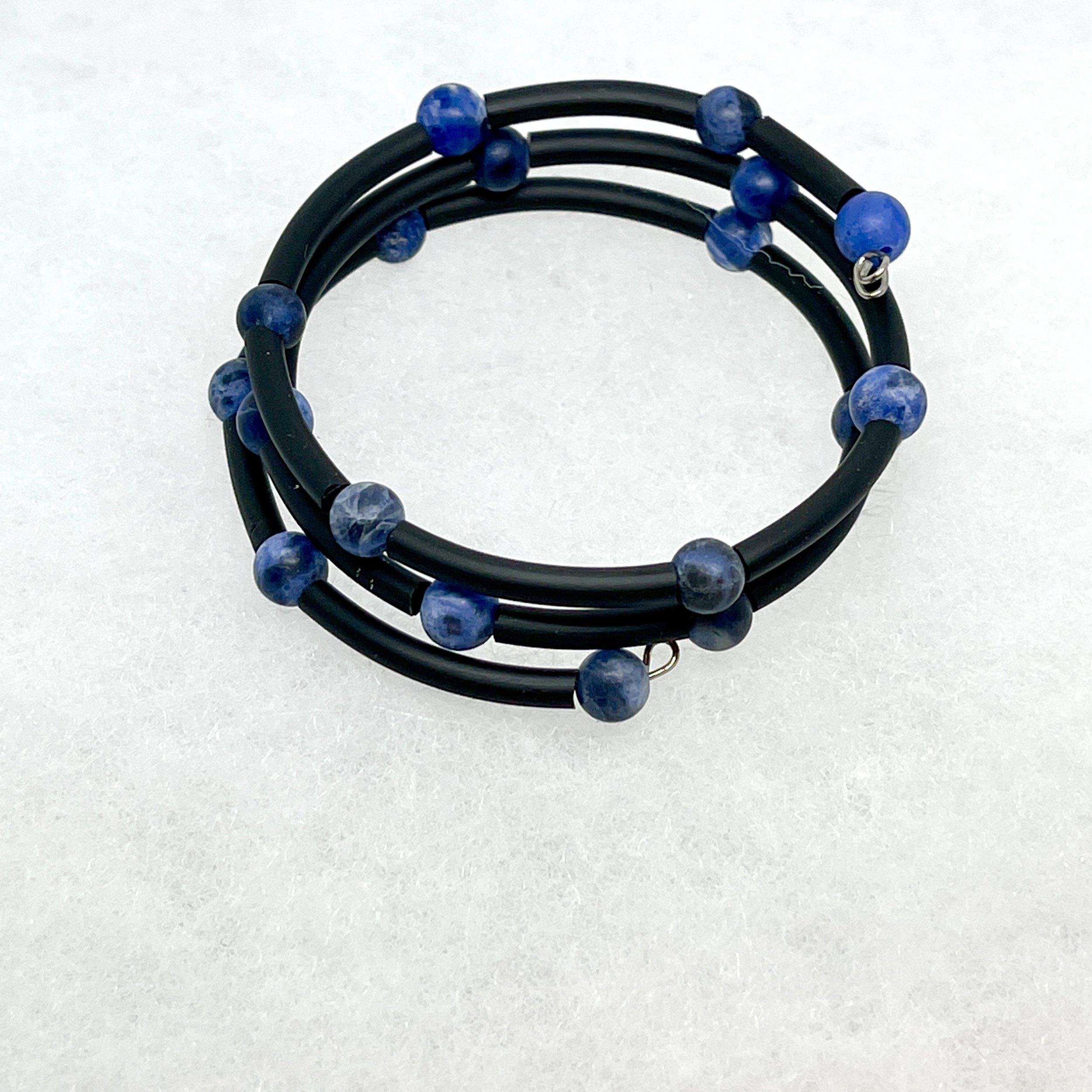 Sodalite Bead Memory Wire Bracelet.jpeg
