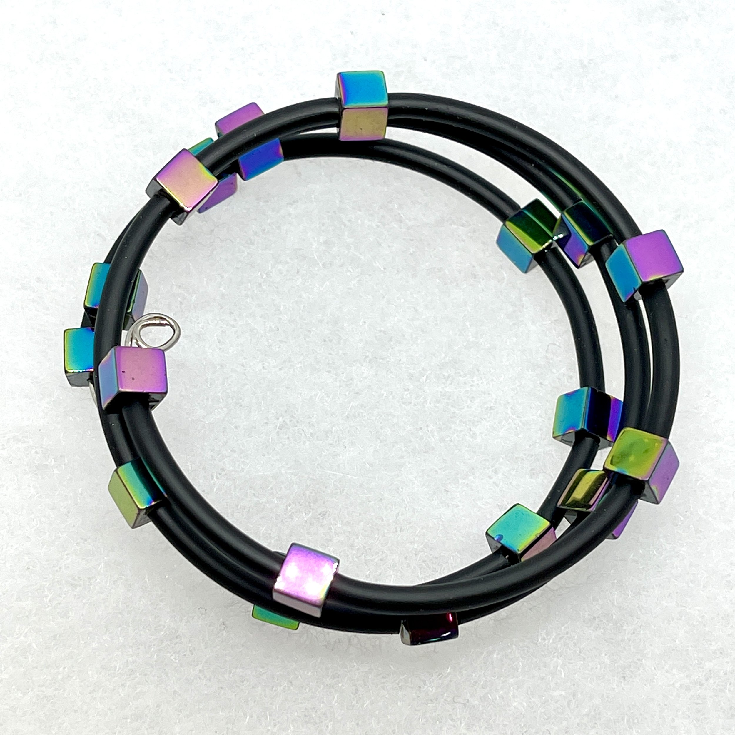 Irridized Cube Bead Memory Wire Bracelt (#3).jpeg