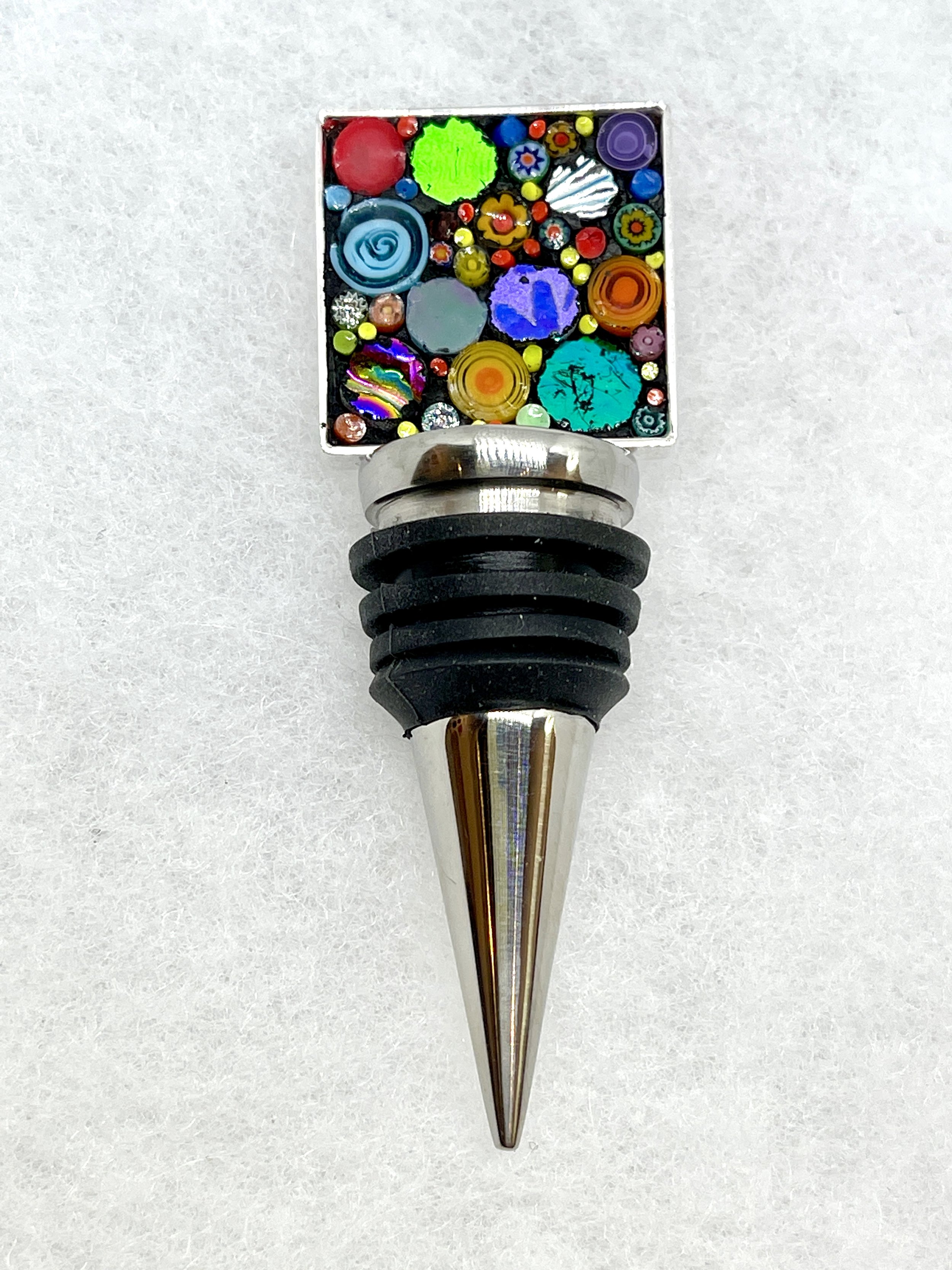 Multi Happy Dot Square Bottle Stopper.jpeg