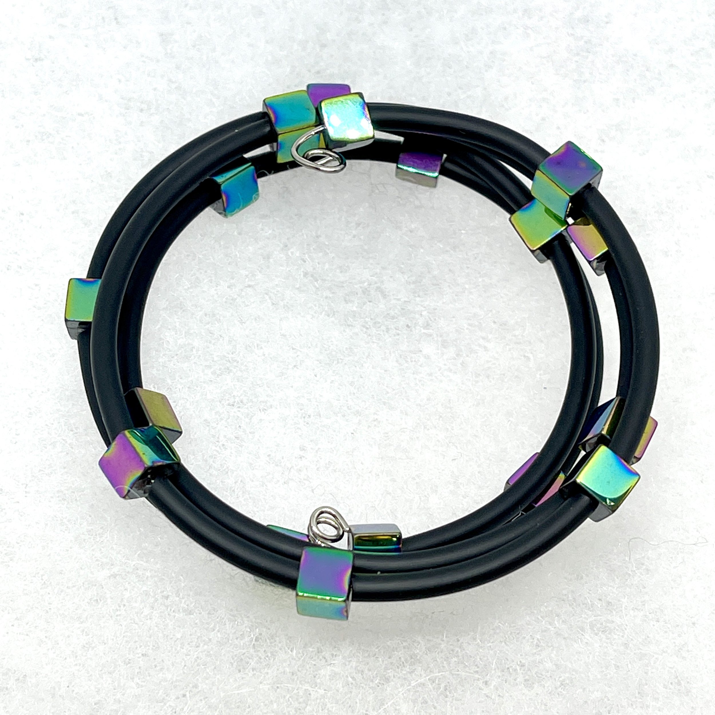 Irridized Cube Beads Memory Wire Bracelet.jpeg